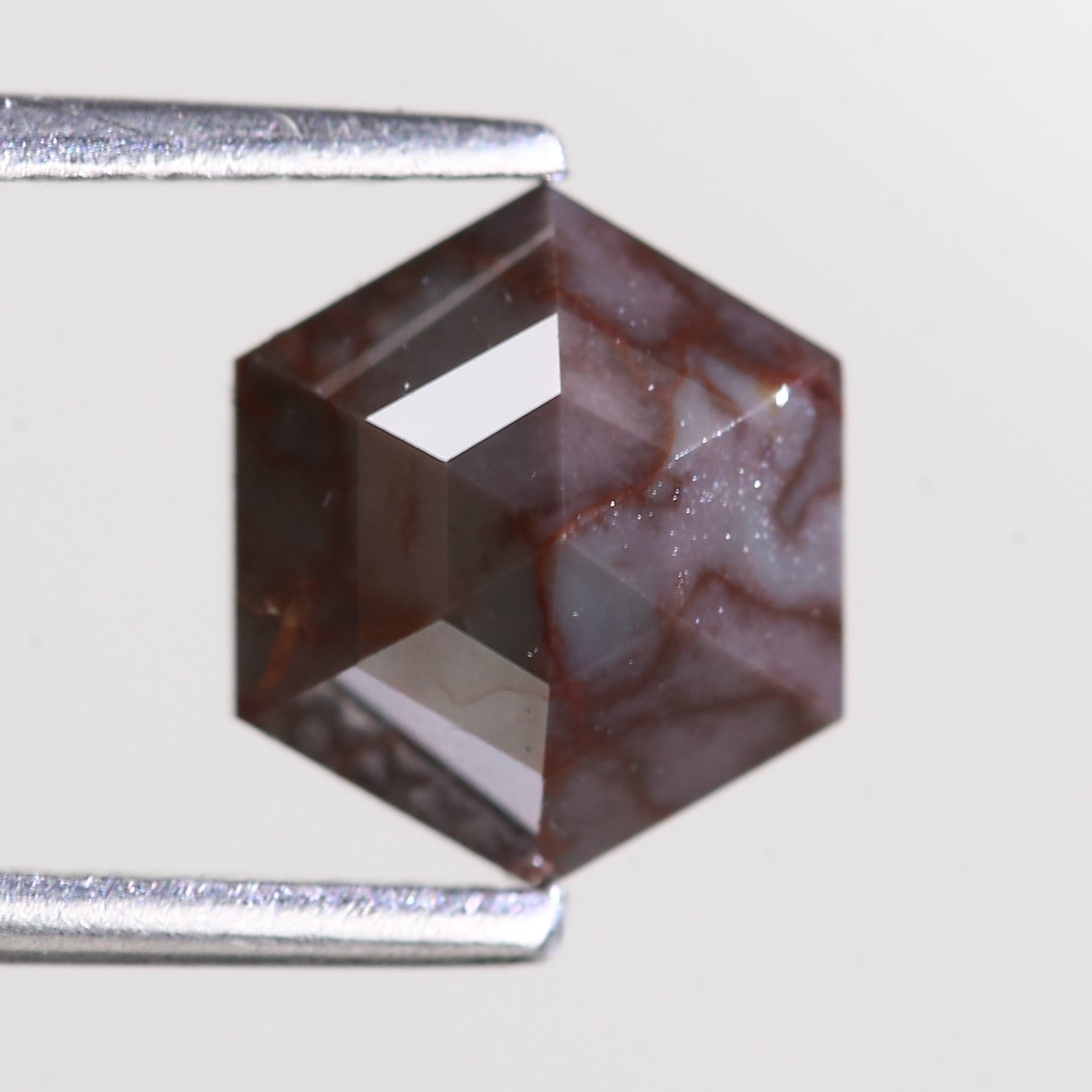 1.40 Carat Natural Hexagon Red Gray Diamond 6.98 MM