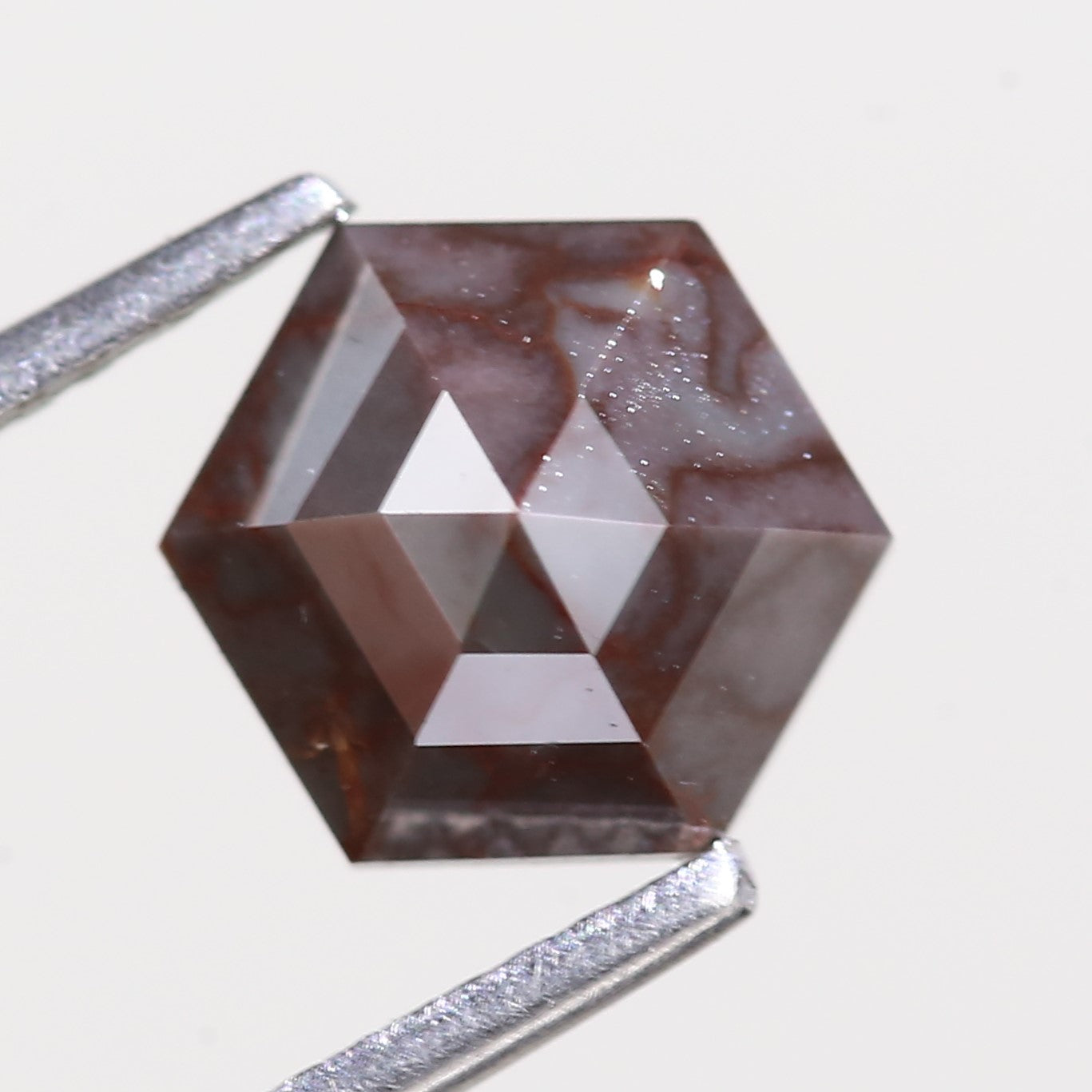 1.40 Carat Natural Hexagon Red Gray Diamond 6.98 MM