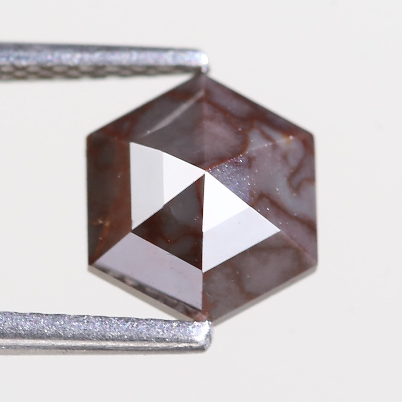 1.40 Carat Natural Hexagon Red Gray Diamond 6.98 MM