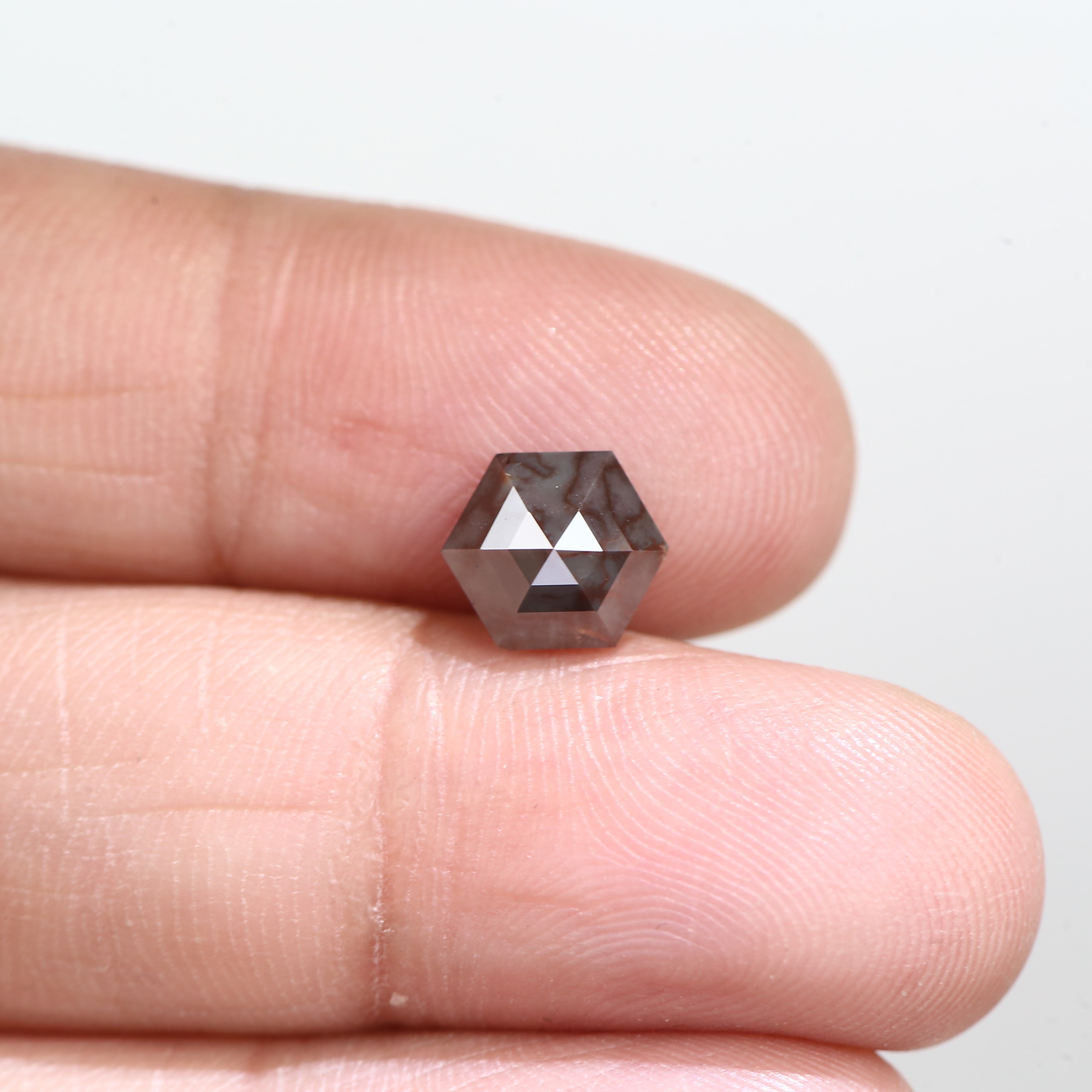 1.40 Carat Natural Hexagon Red Gray Diamond 6.98 MM