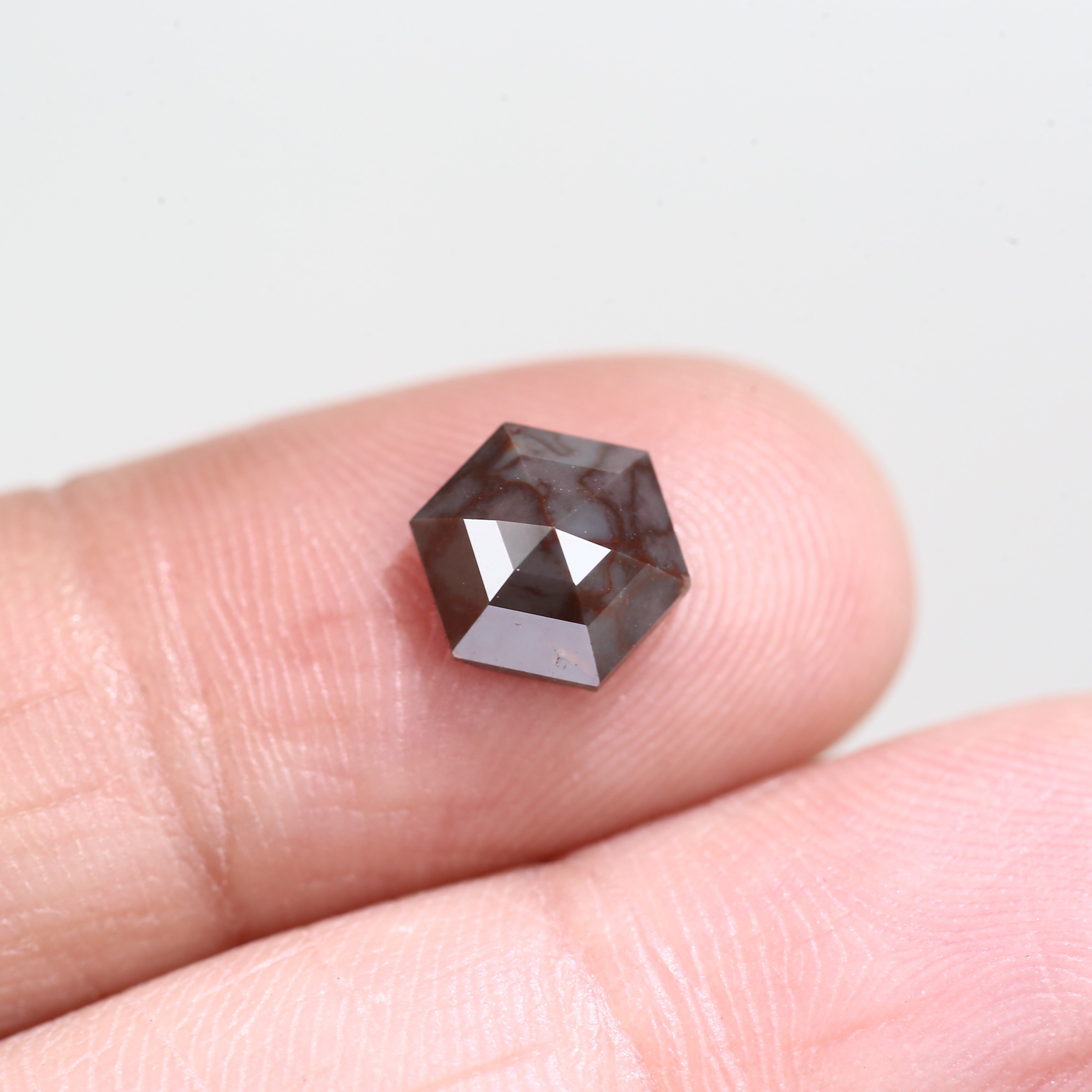 1.40 Carat Natural Hexagon Red Gray Diamond 6.98 MM