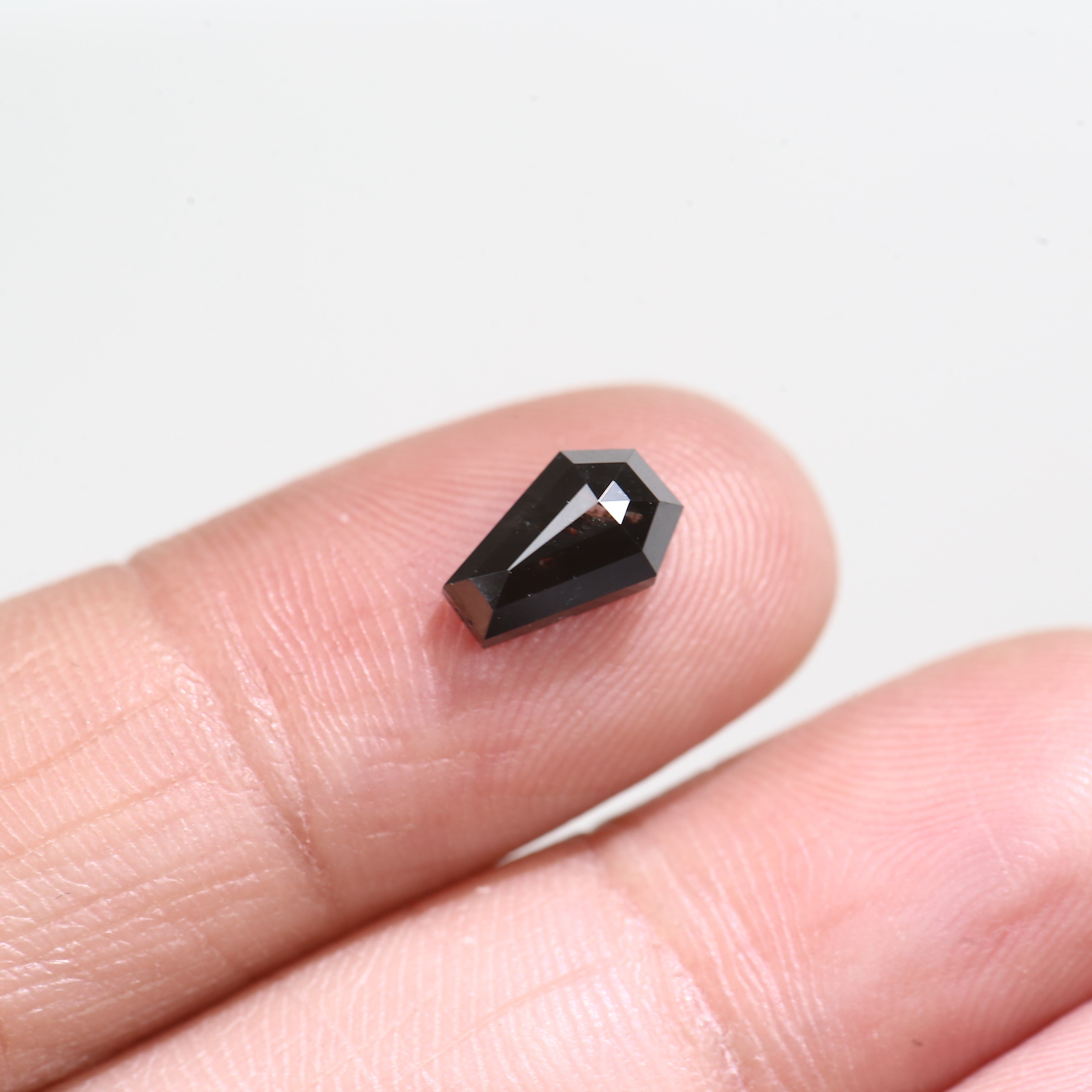 1.27 Carat Natural Black Coffin Cut Salt And Pepper Loose Diamond 8.30 MM