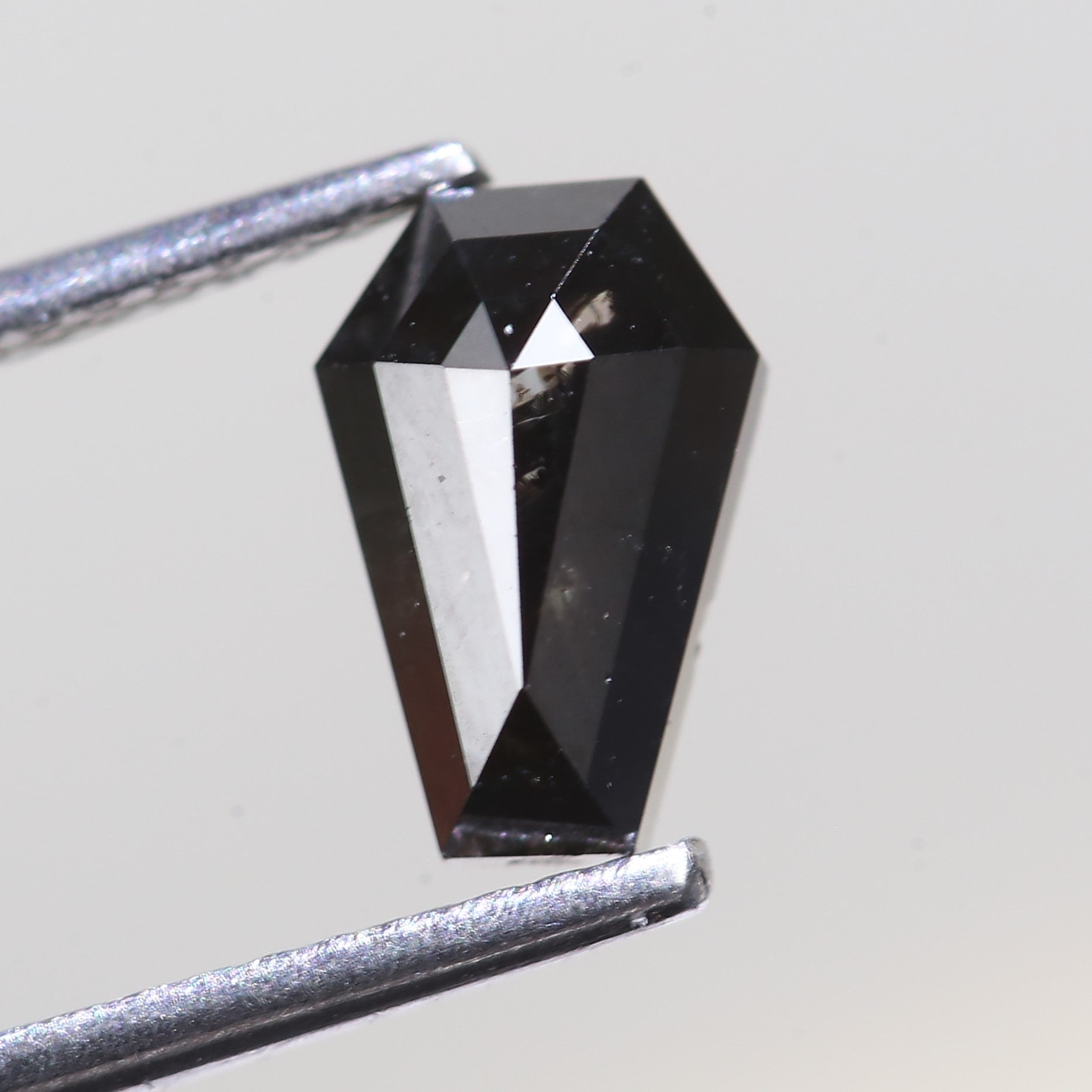 1.14 Carat Natural Black Coffin Cut Salt And Pepper Diamond 8.81 MM