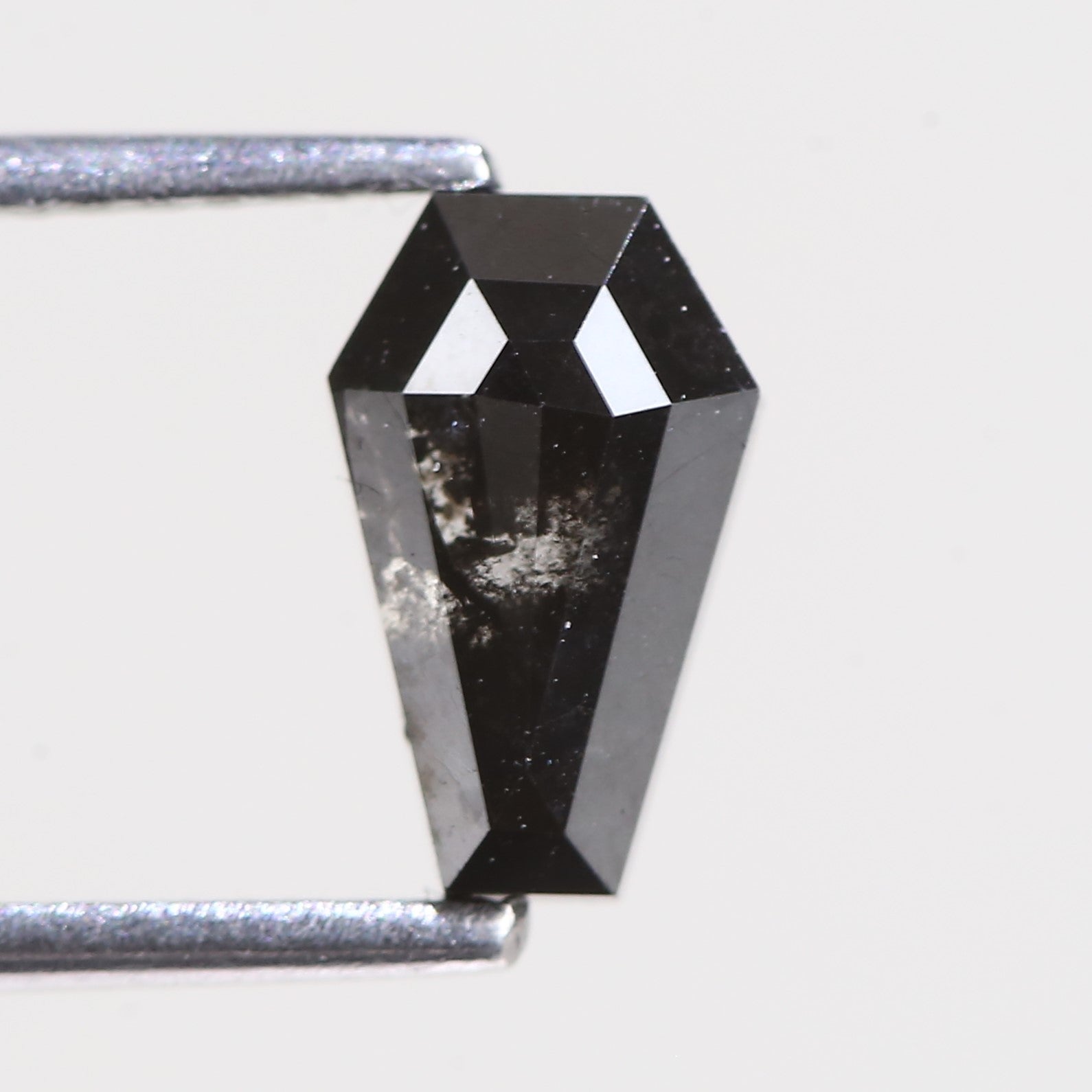 1.14 Carat Natural Black Coffin Cut Salt And Pepper Diamond 8.81 MM