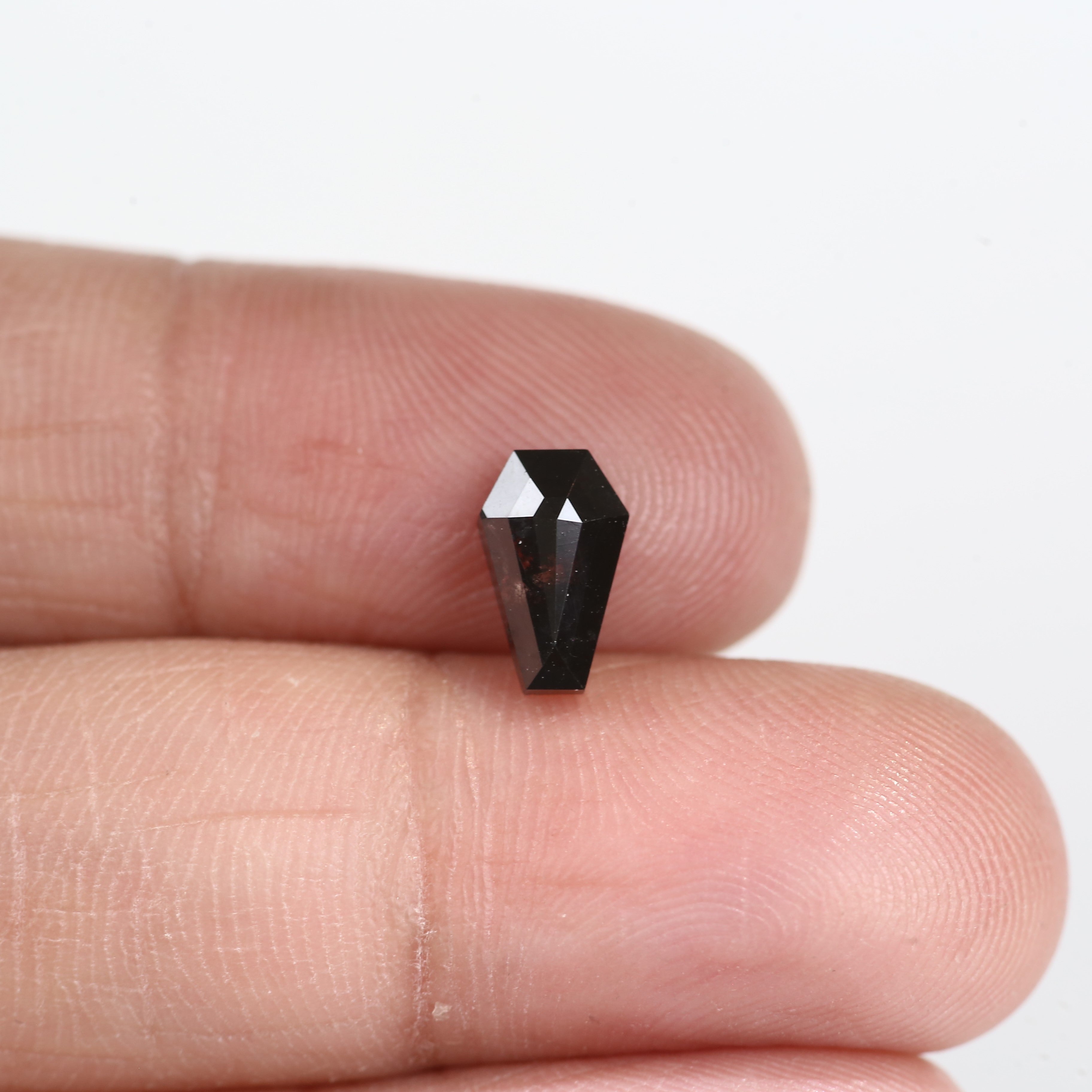 1.14 Carat Natural Black Coffin Cut Salt And Pepper Diamond 8.81 MM