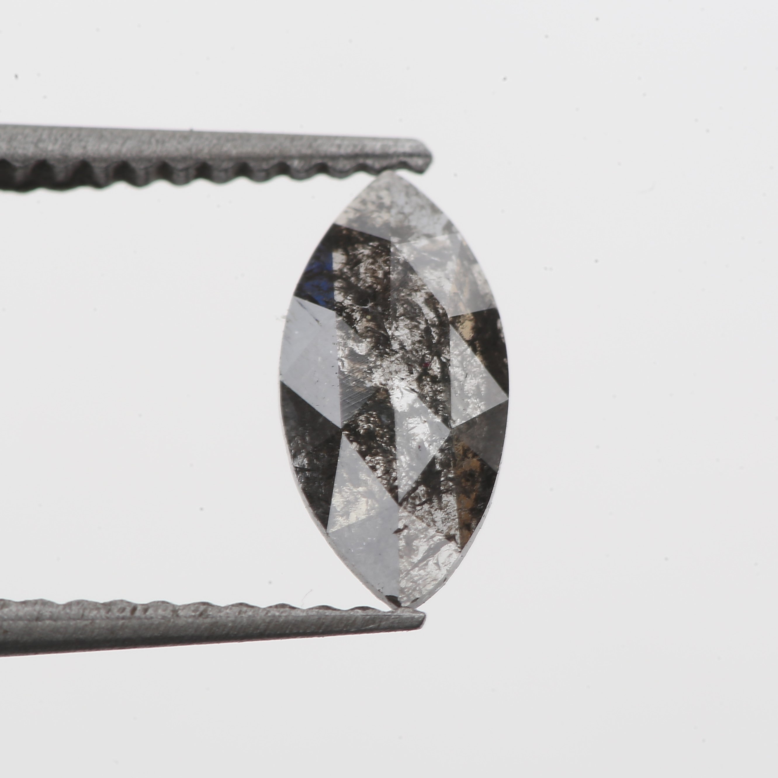 0.55 Carat 9.1 X 4.5 X 1.6 MM Fancy Gray Marquise Rose Cut Salt and Pepper Diamond For Engagement Ring - Blackdiamond