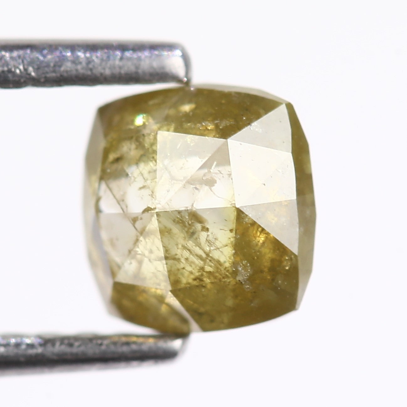 0.96 Carat Natural Fancy Green Yellow Cushion Cut Diamond 5.20 MM