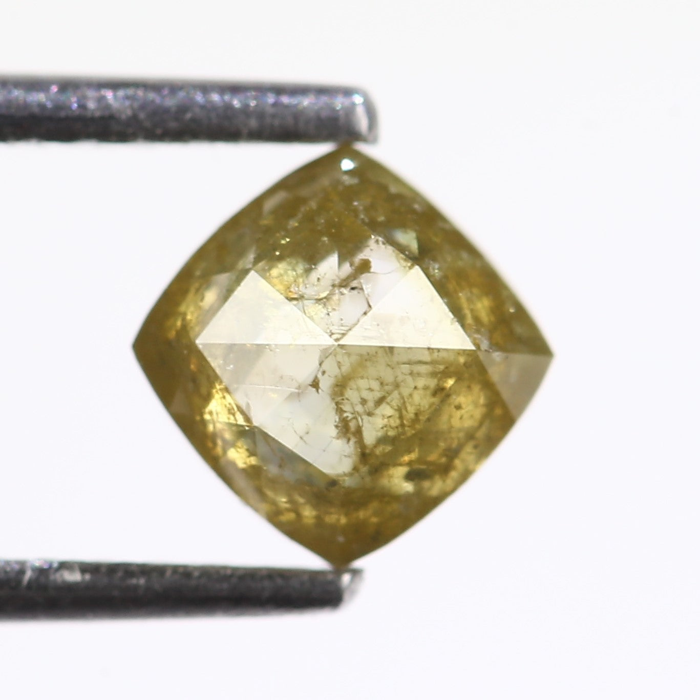 0.96 Carat Natural Fancy Green Yellow Cushion Cut Diamond 5.20 MM