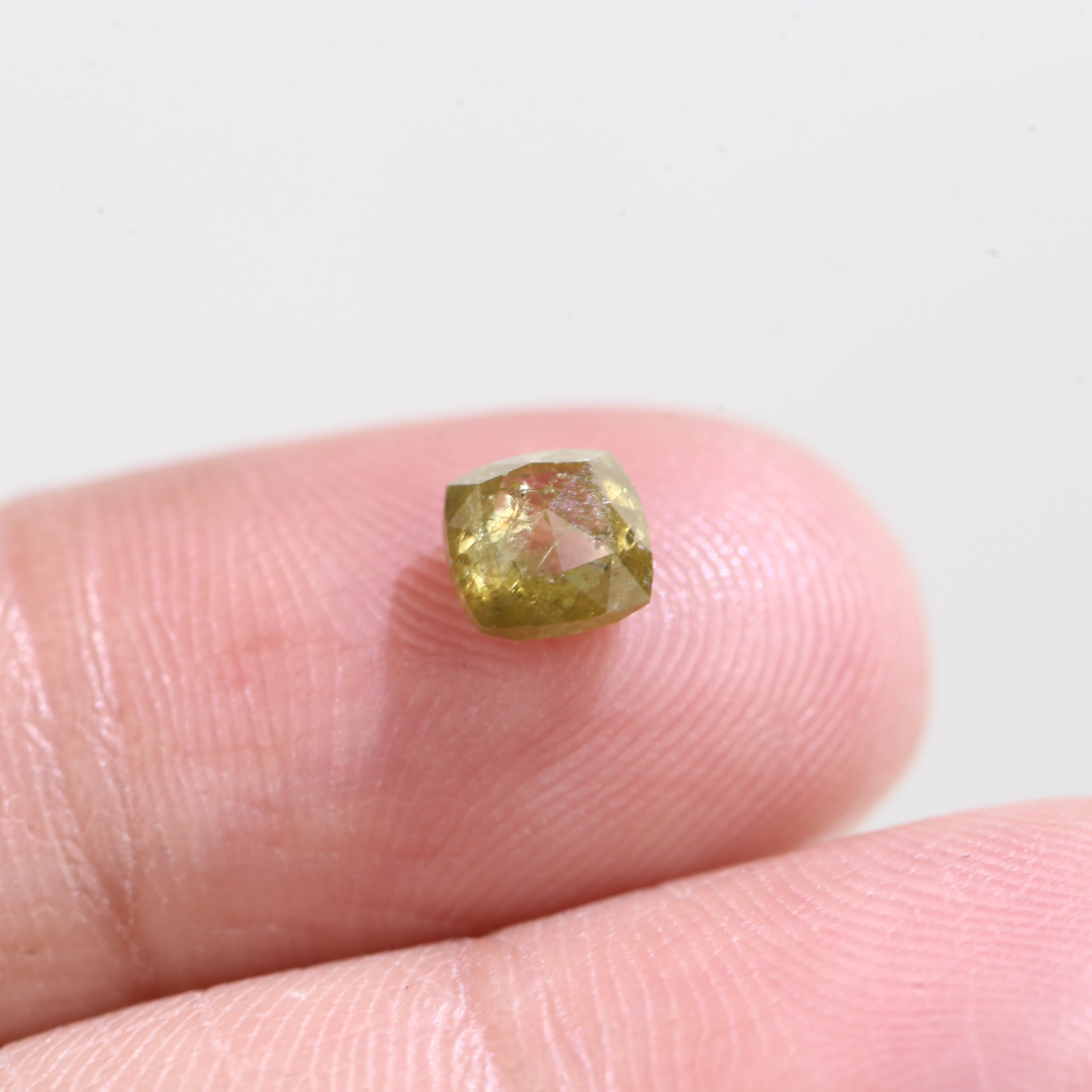 0.96 Carat Natural Fancy Green Yellow Cushion Cut Diamond 5.20 MM