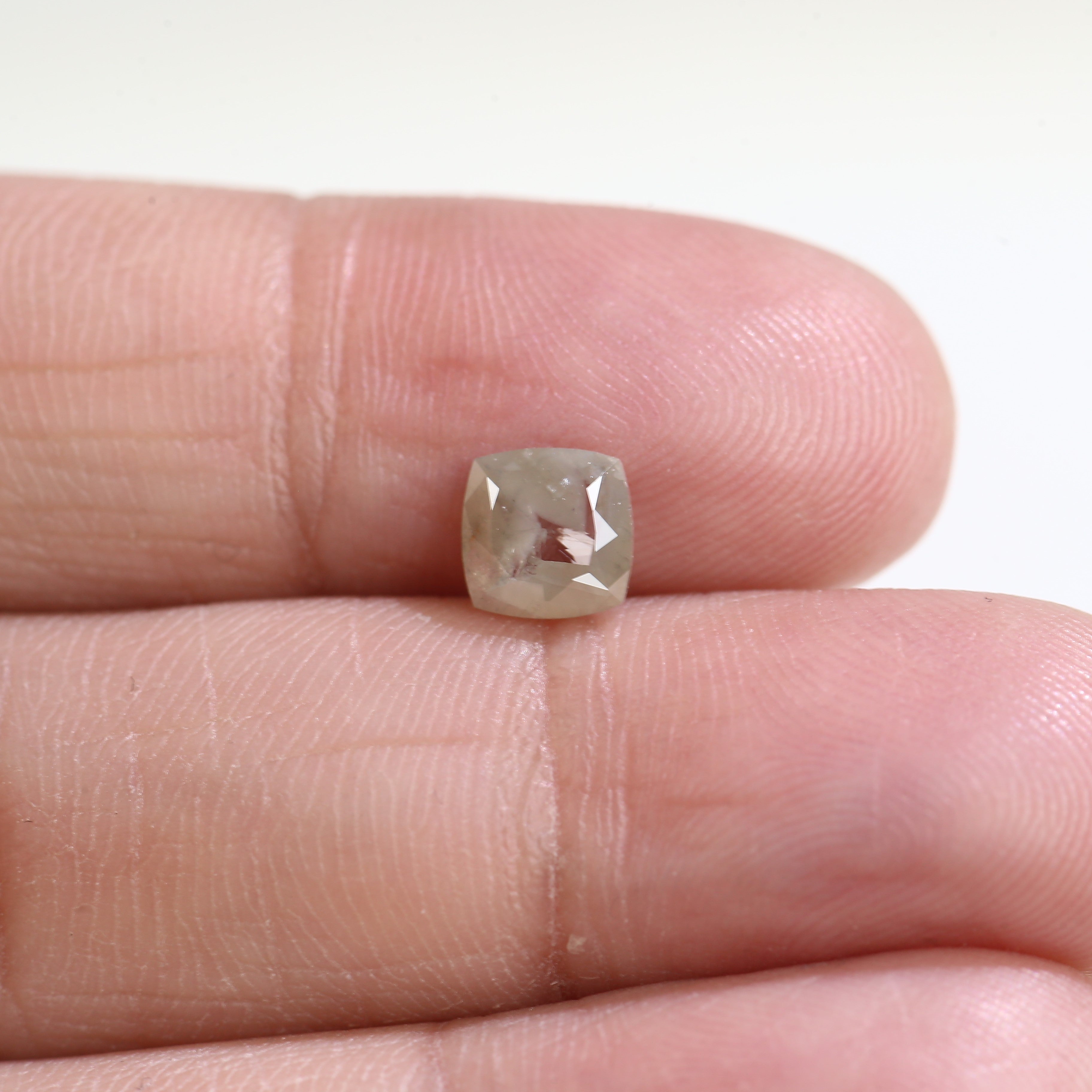 0.66 Carat Natural Cushion Cut Gray Salt Pepper Diamond 5.92 MM