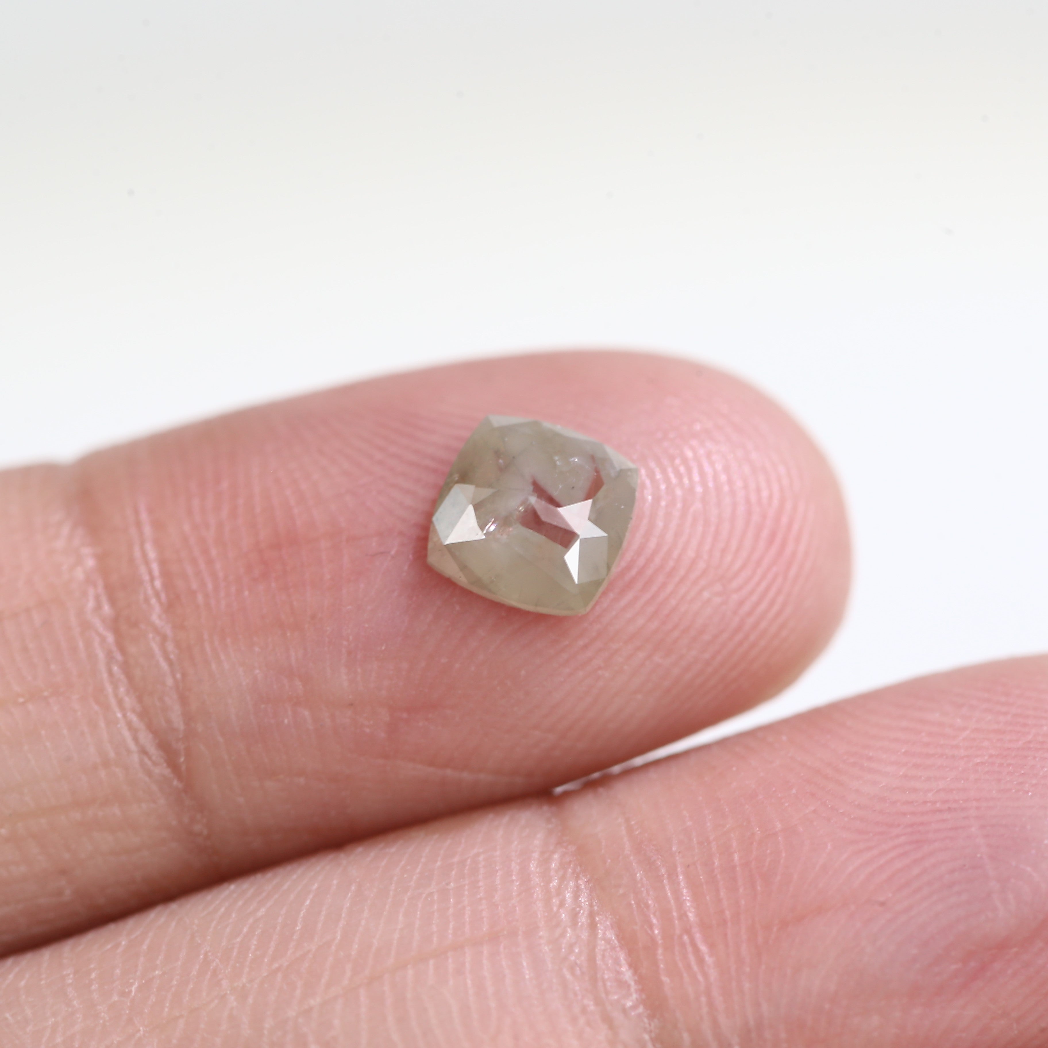 0.66 Carat Natural Cushion Cut Gray Salt Pepper Diamond 5.92 MM