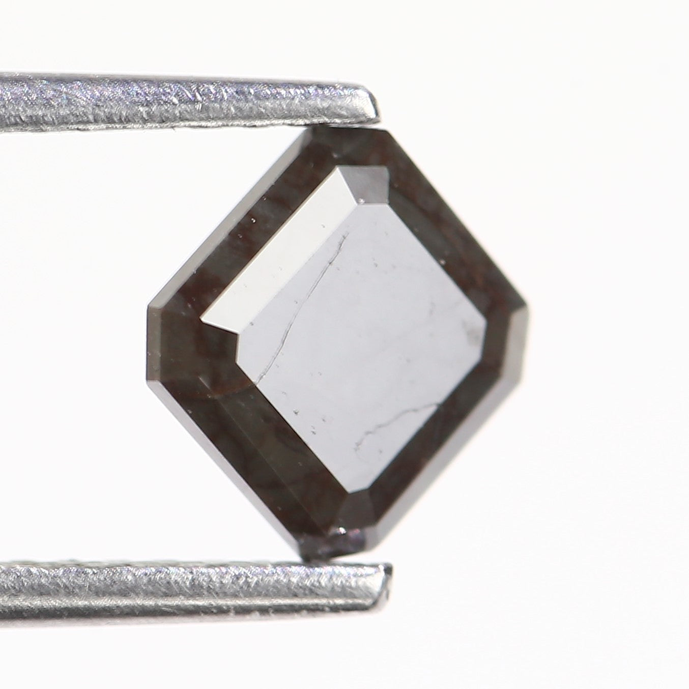 1.07 Carat Natural Emerald Cut Dark Unique Gray Diamond 5.95 MM
