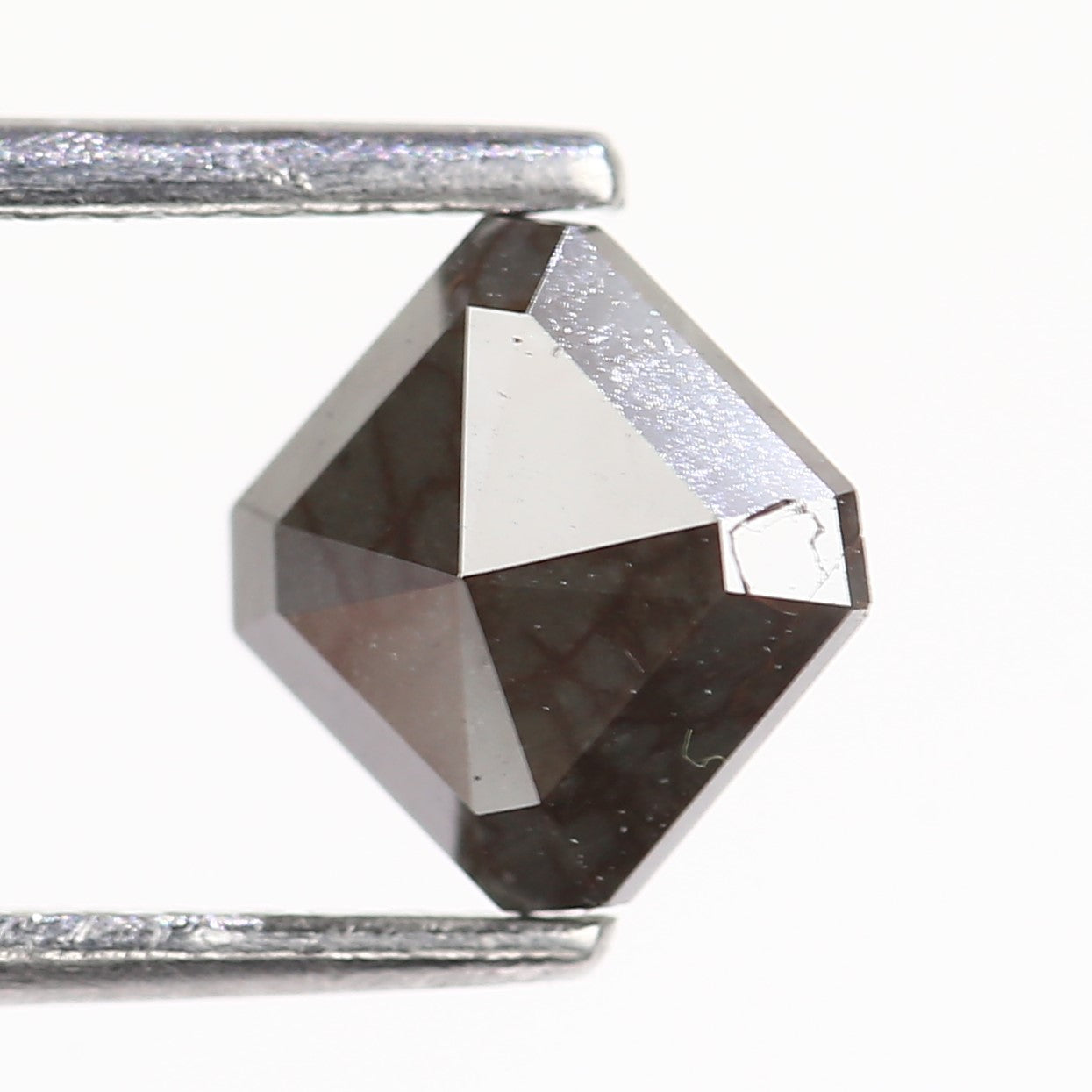 1.07 Carat Natural Emerald Cut Dark Unique Gray Diamond 5.95 MM