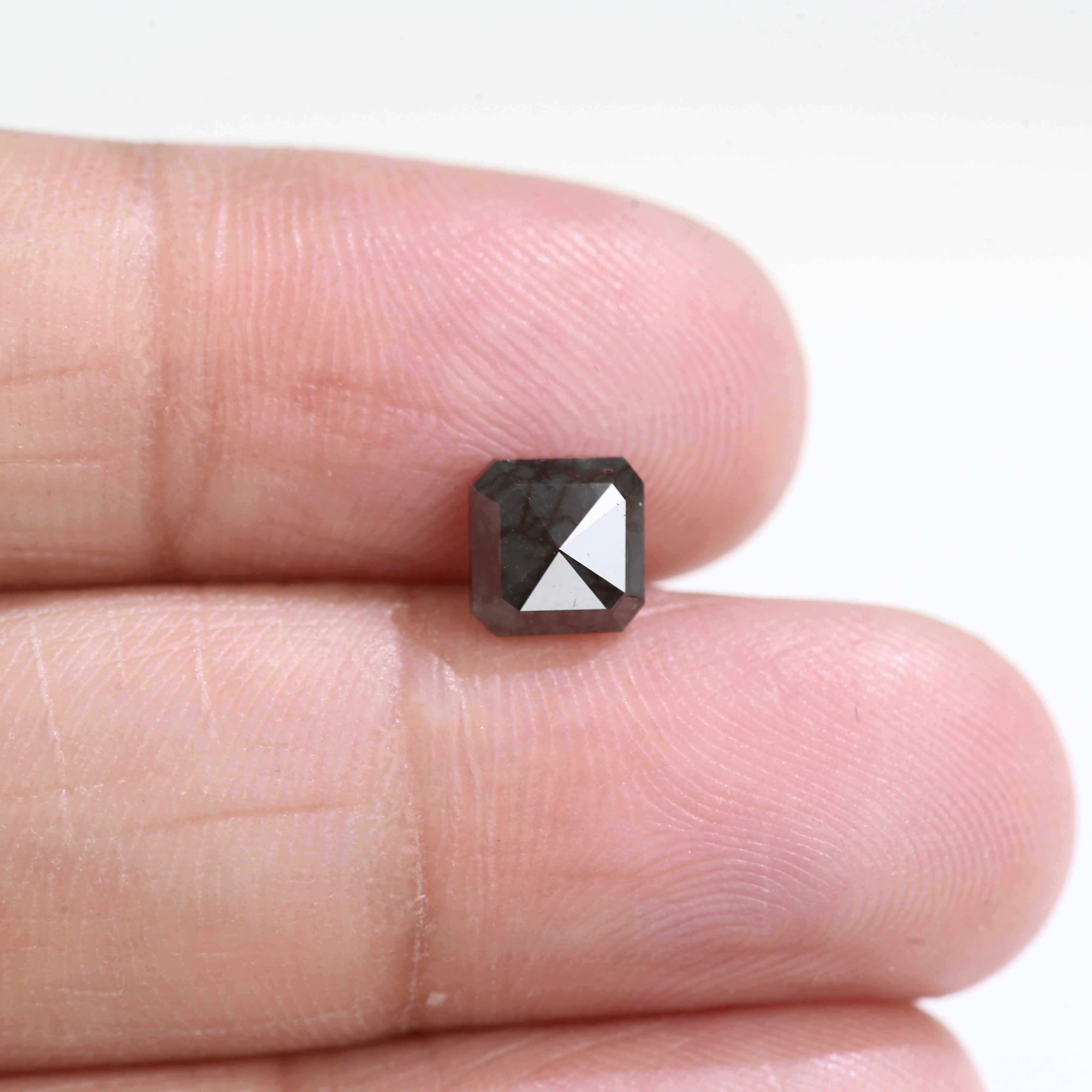 1.07 Carat Natural Emerald Cut Dark Unique Gray Diamond 5.95 MM