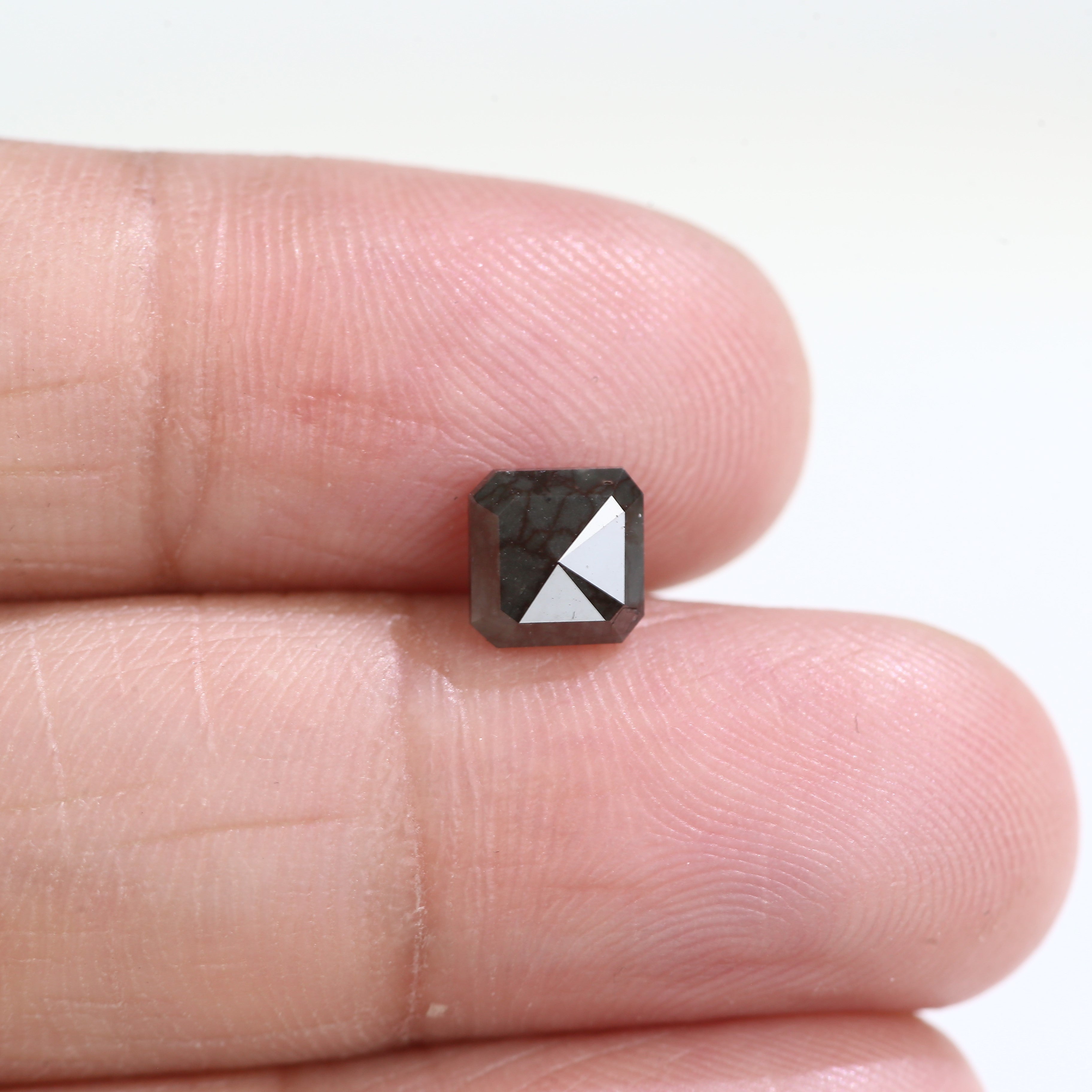 1.07 Carat Natural Emerald Cut Dark Unique Gray Diamond 5.95 MM