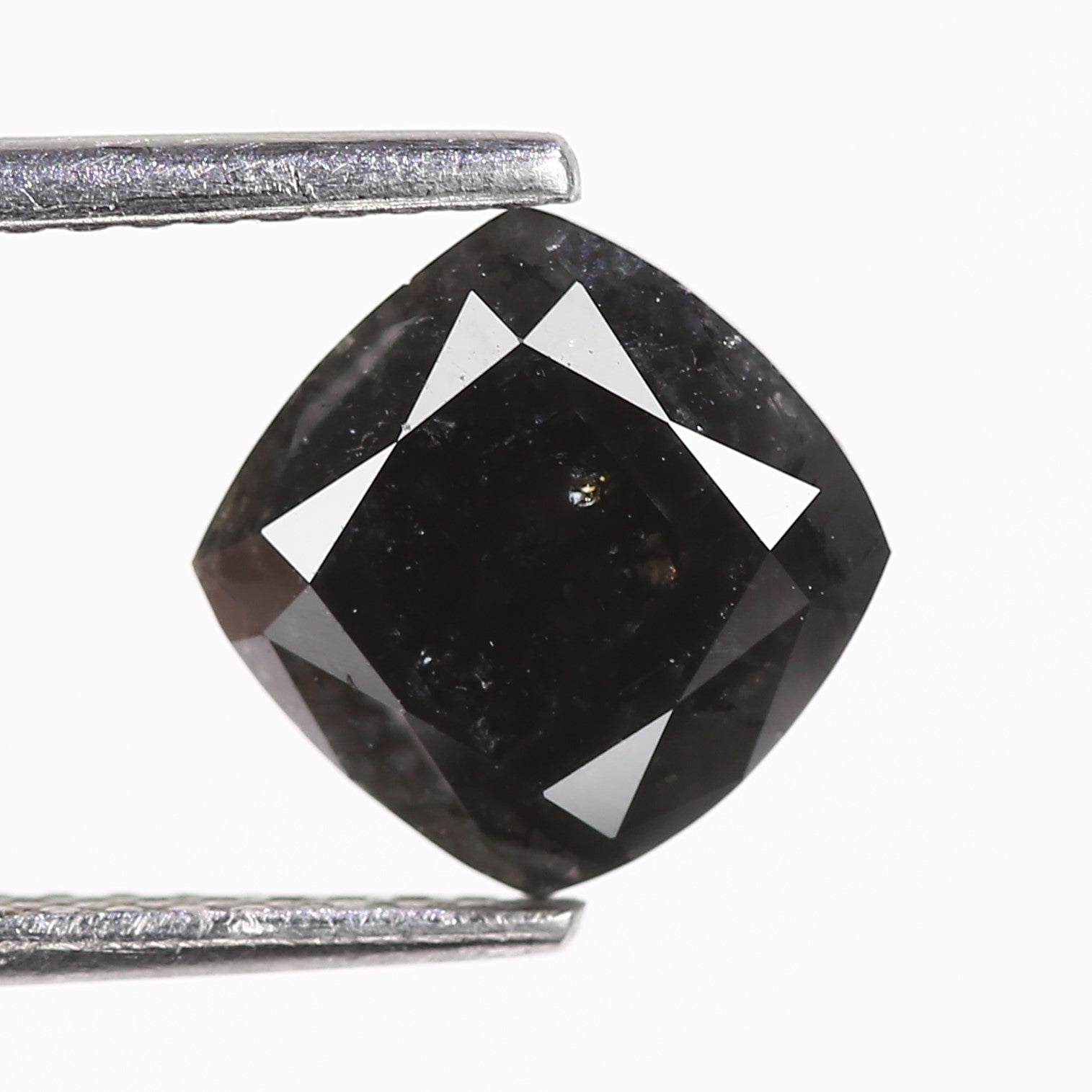 2.10 Carat Natural Cushion Cut Fancy Black Salt And Pepper Diamond 7.45 MM