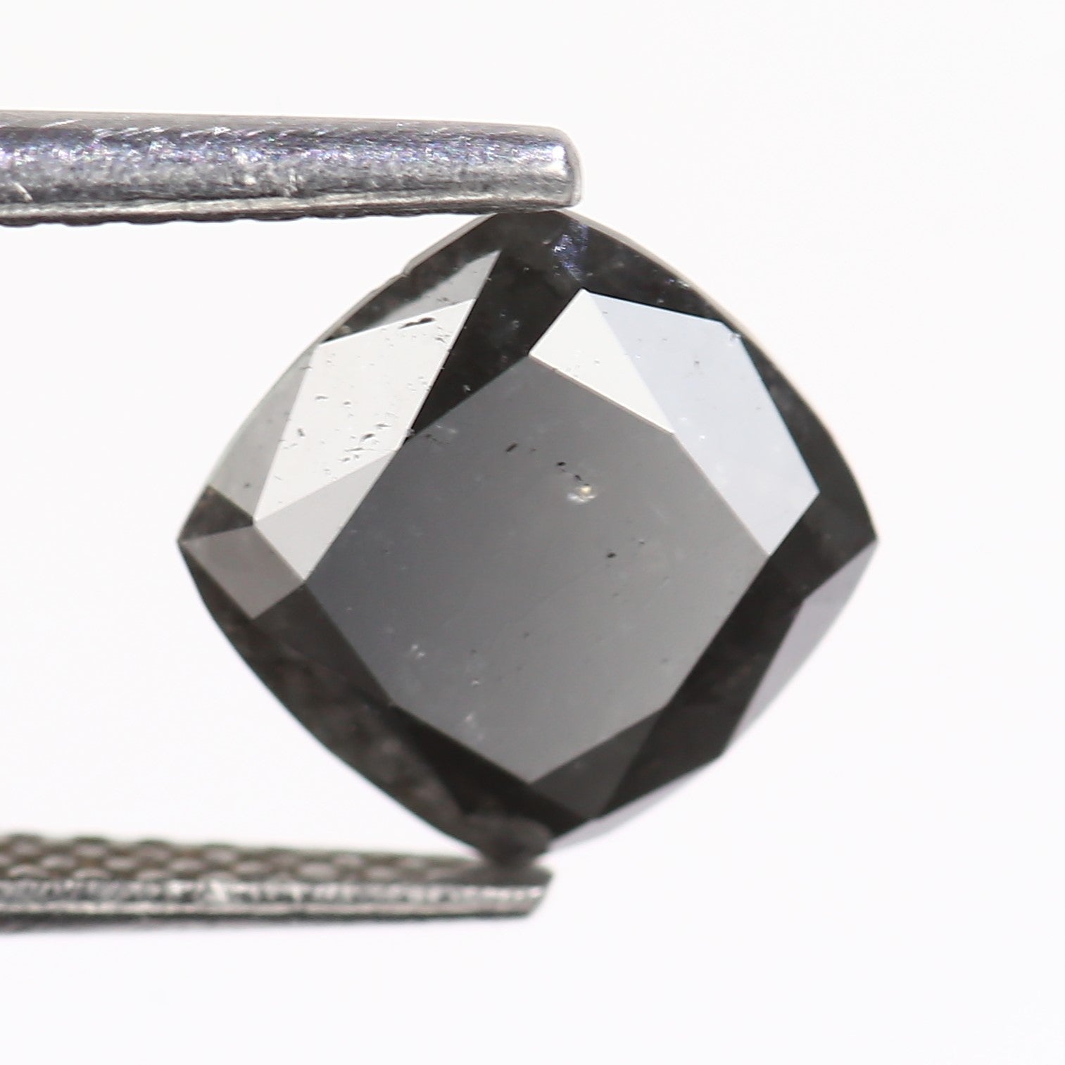 2.10 Carat Natural Cushion Cut Fancy Black Salt And Pepper Diamond 7.45 MM