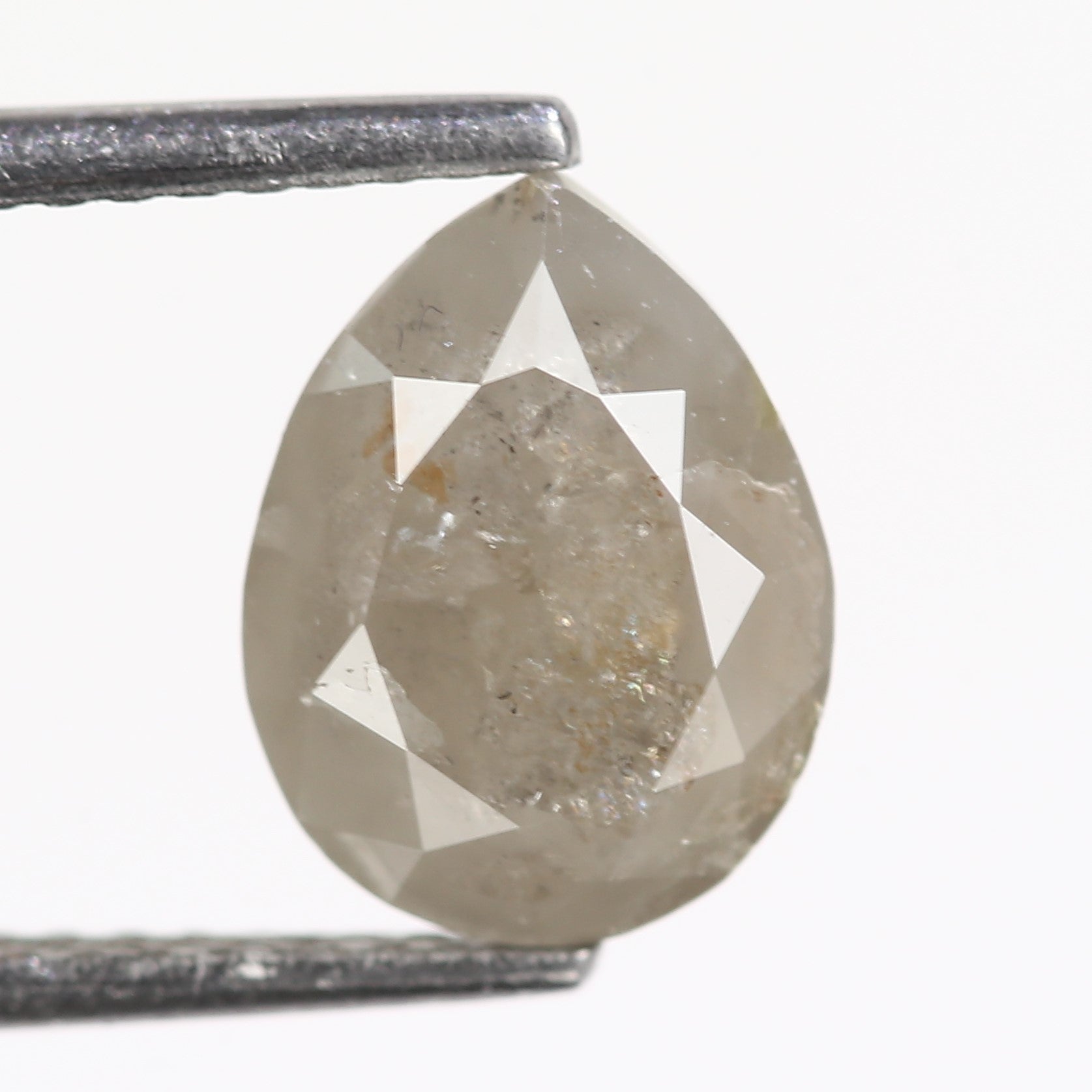 2.11 Carat Natural Pear Cut Gray Salt And Pepper Diamond 9.36 MM