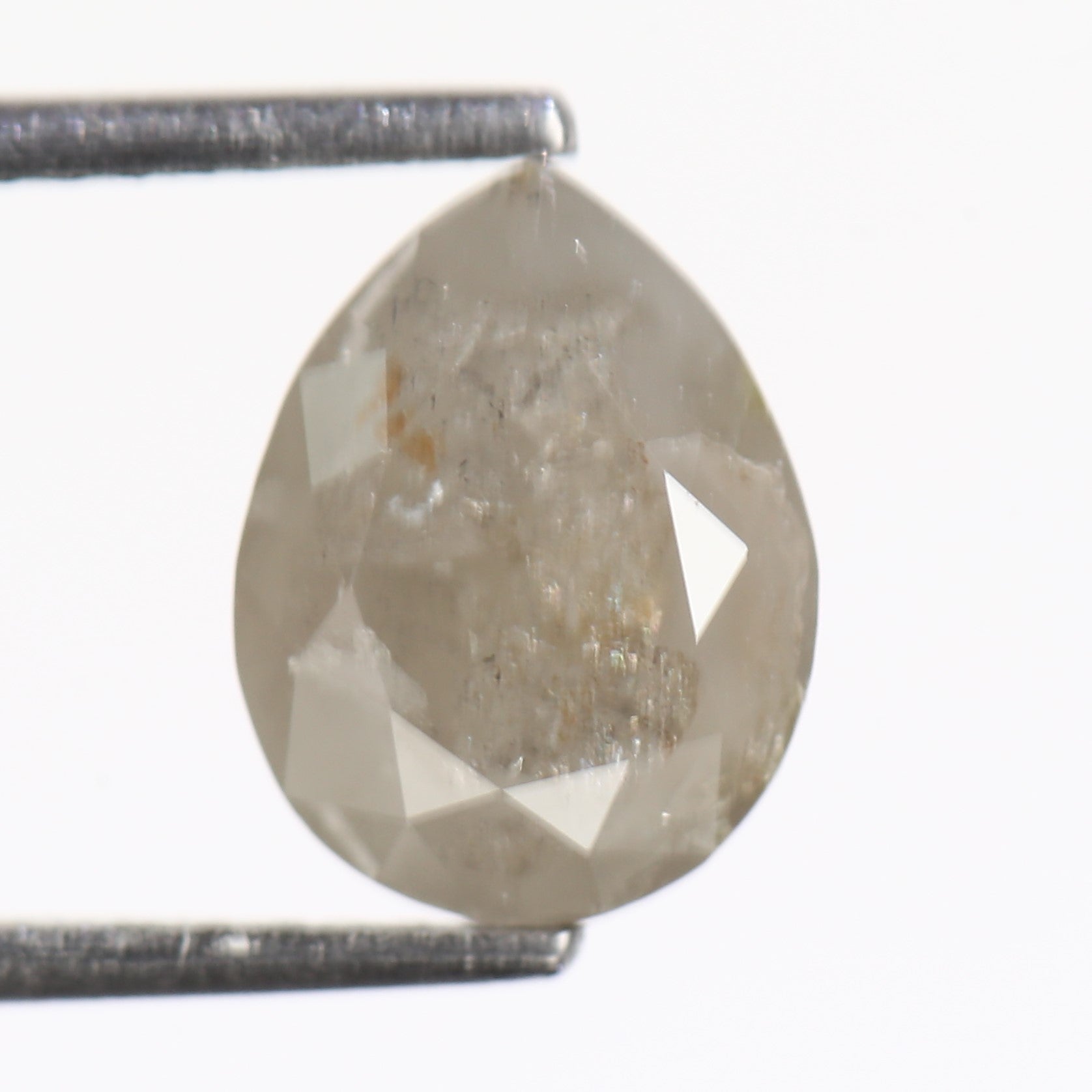 2.11 Carat Natural Pear Cut Gray Salt And Pepper Diamond 9.36 MM