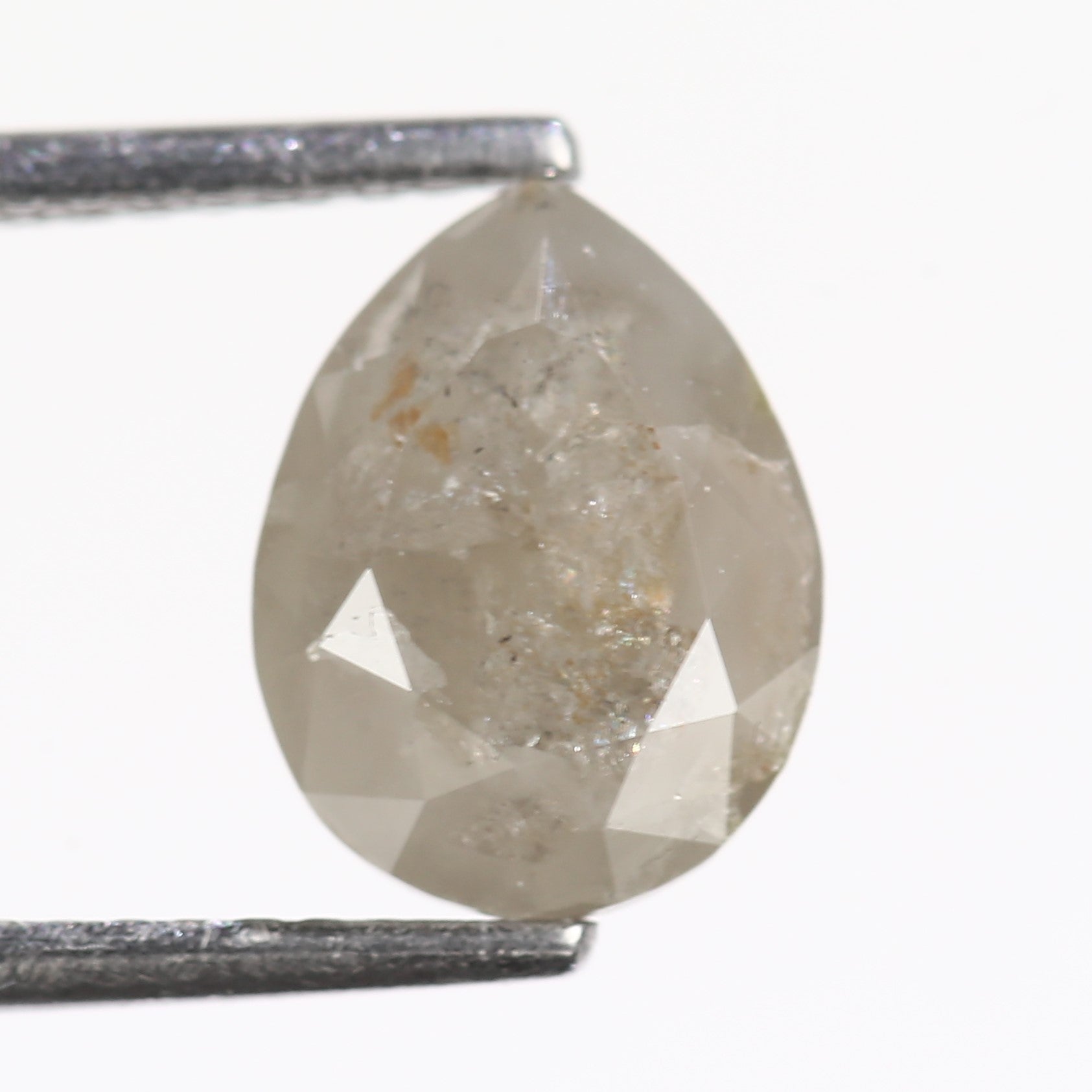 2.11 Carat Natural Pear Cut Gray Salt And Pepper Diamond 9.36 MM