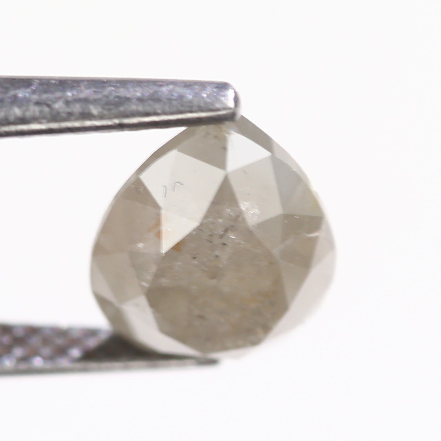 2.11 Carat Natural Pear Cut Gray Salt And Pepper Diamond 9.36 MM