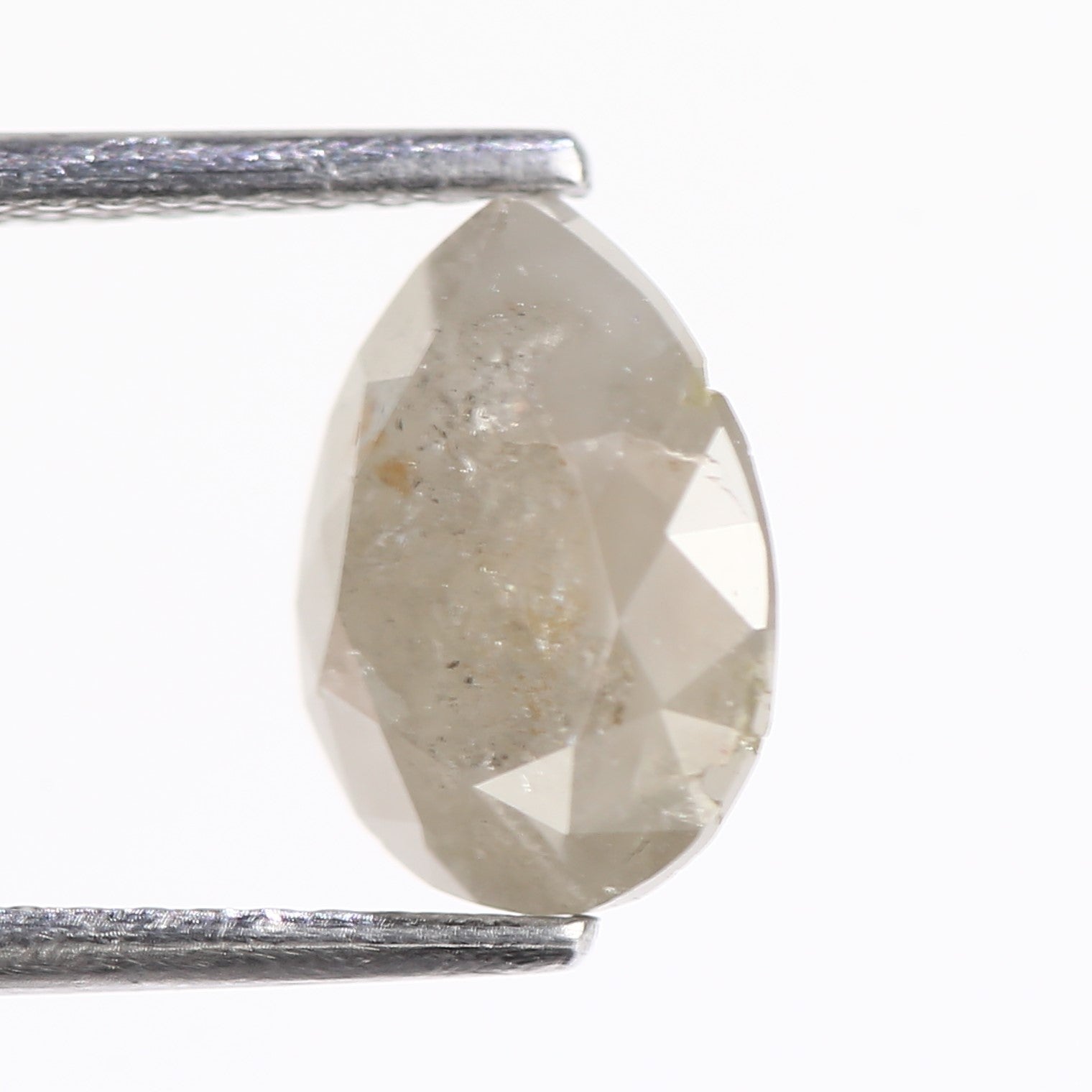 2.11 Carat Natural Pear Cut Gray Salt And Pepper Diamond 9.36 MM