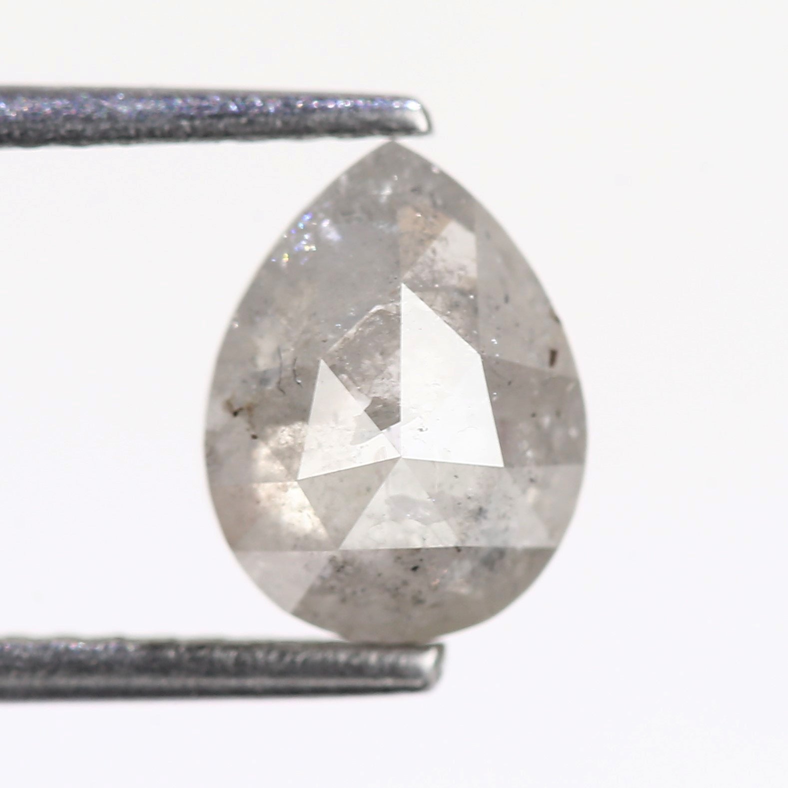 1.41 Carat Icy Gray Pear Salt and Pepper Diamond 8.17 MM