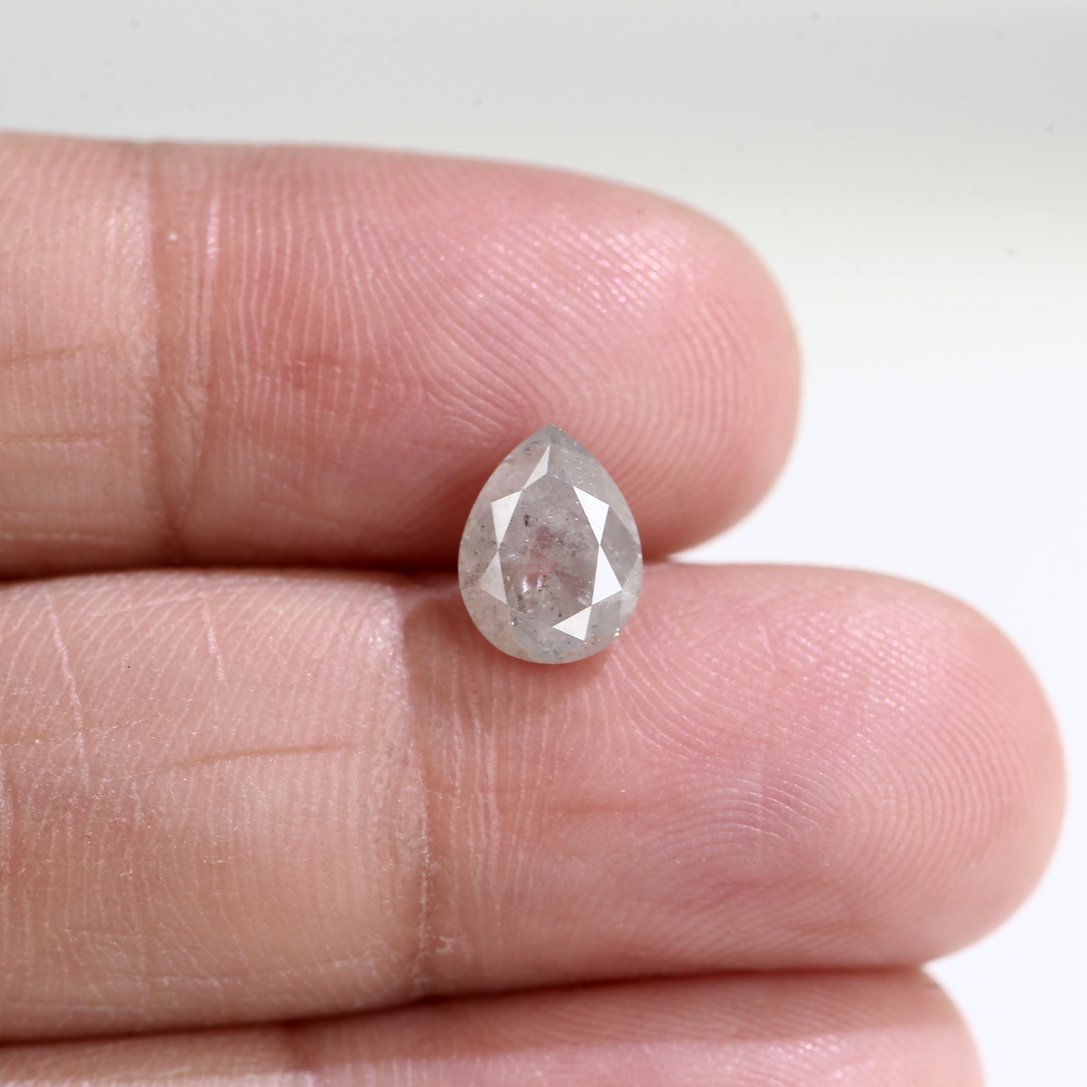 1.41 Carat Icy Gray Pear Salt and Pepper Diamond 8.17 MM