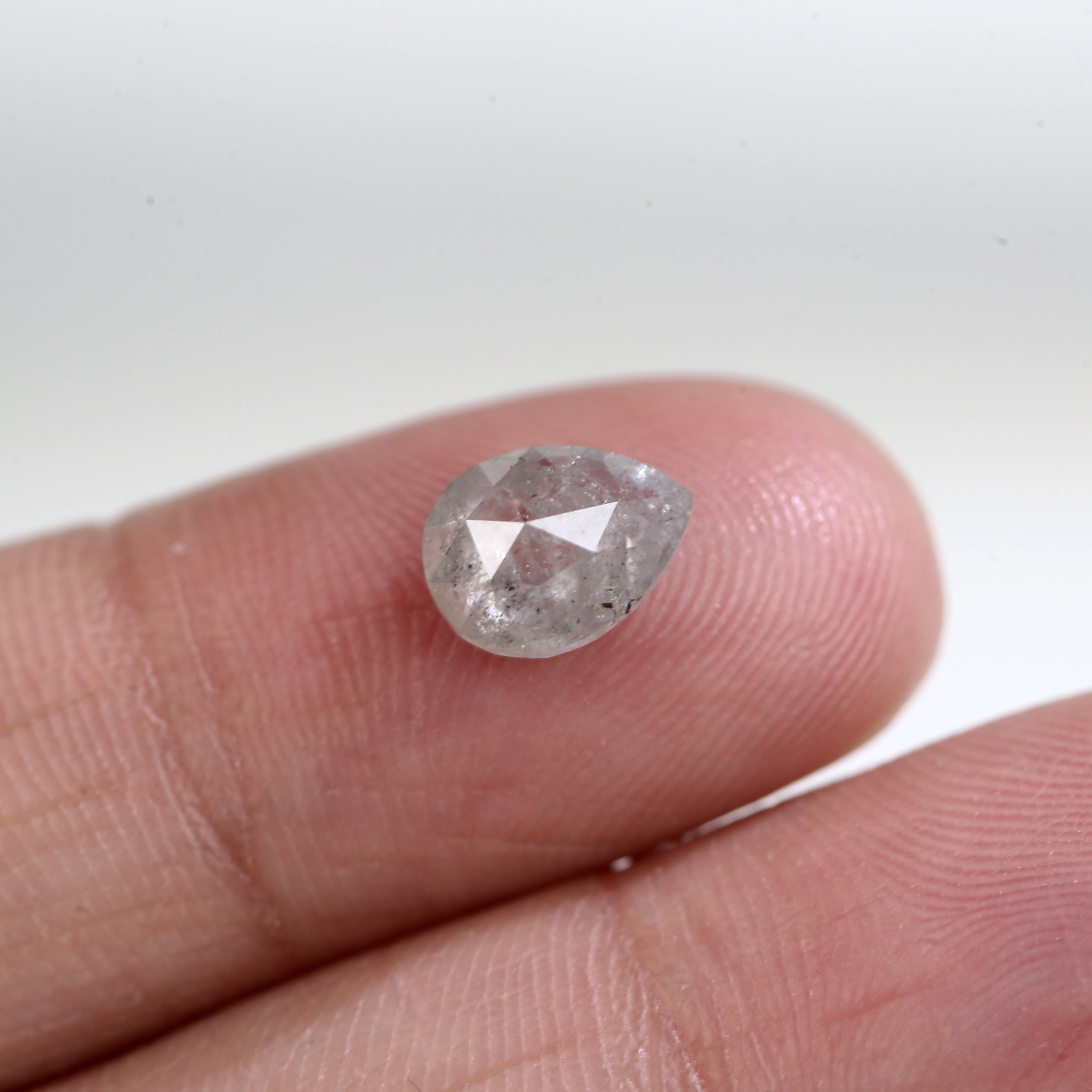 1.41 Carat Icy Gray Pear Salt and Pepper Diamond 8.17 MM