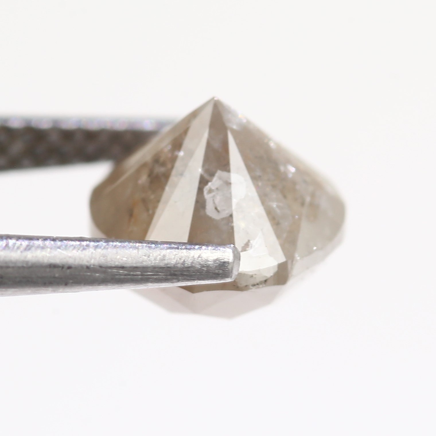 2.96 Carat Natural Round Cut Gray Salt And Pepper Diamond 8 MM