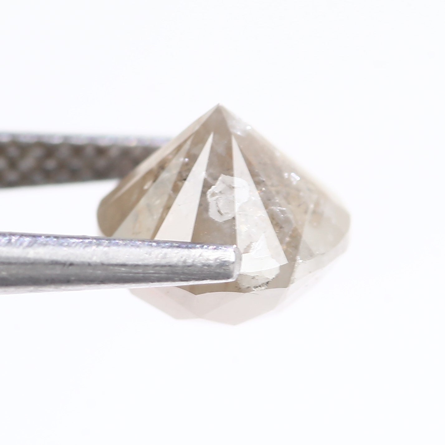 2.96 Carat Natural Round Cut Gray Salt And Pepper Diamond 8 MM