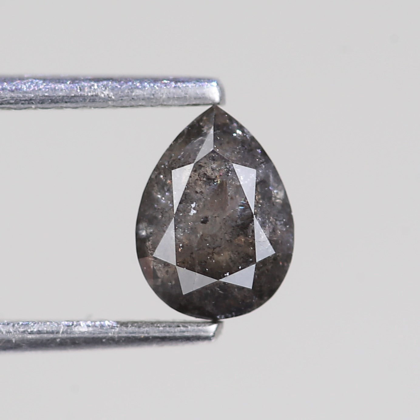 0.88 Carat Natural Gray Brilliant Pear Salt And Pepper Diamond 6.47 MM