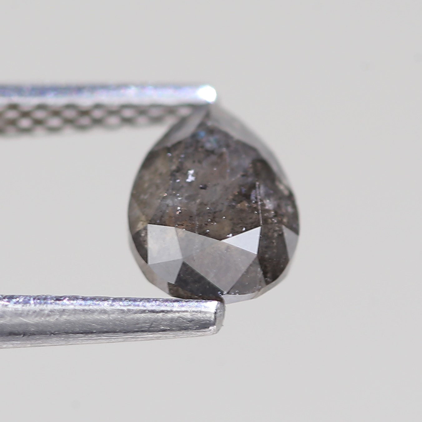 0.88 Carat Natural Gray Brilliant Pear Salt And Pepper Diamond 6.47 MM