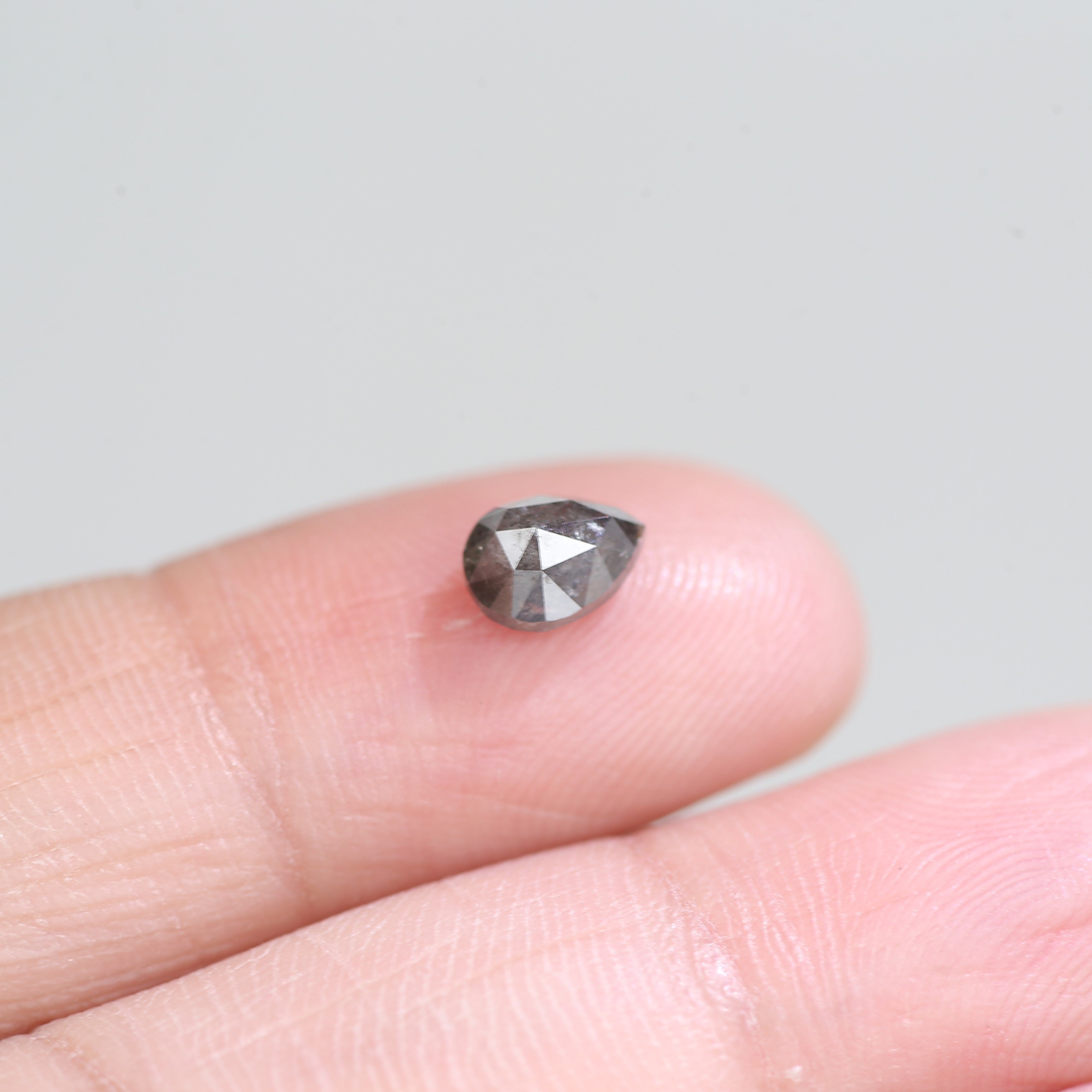 0.88 Carat Natural Gray Brilliant Pear Salt And Pepper Diamond 6.47 MM