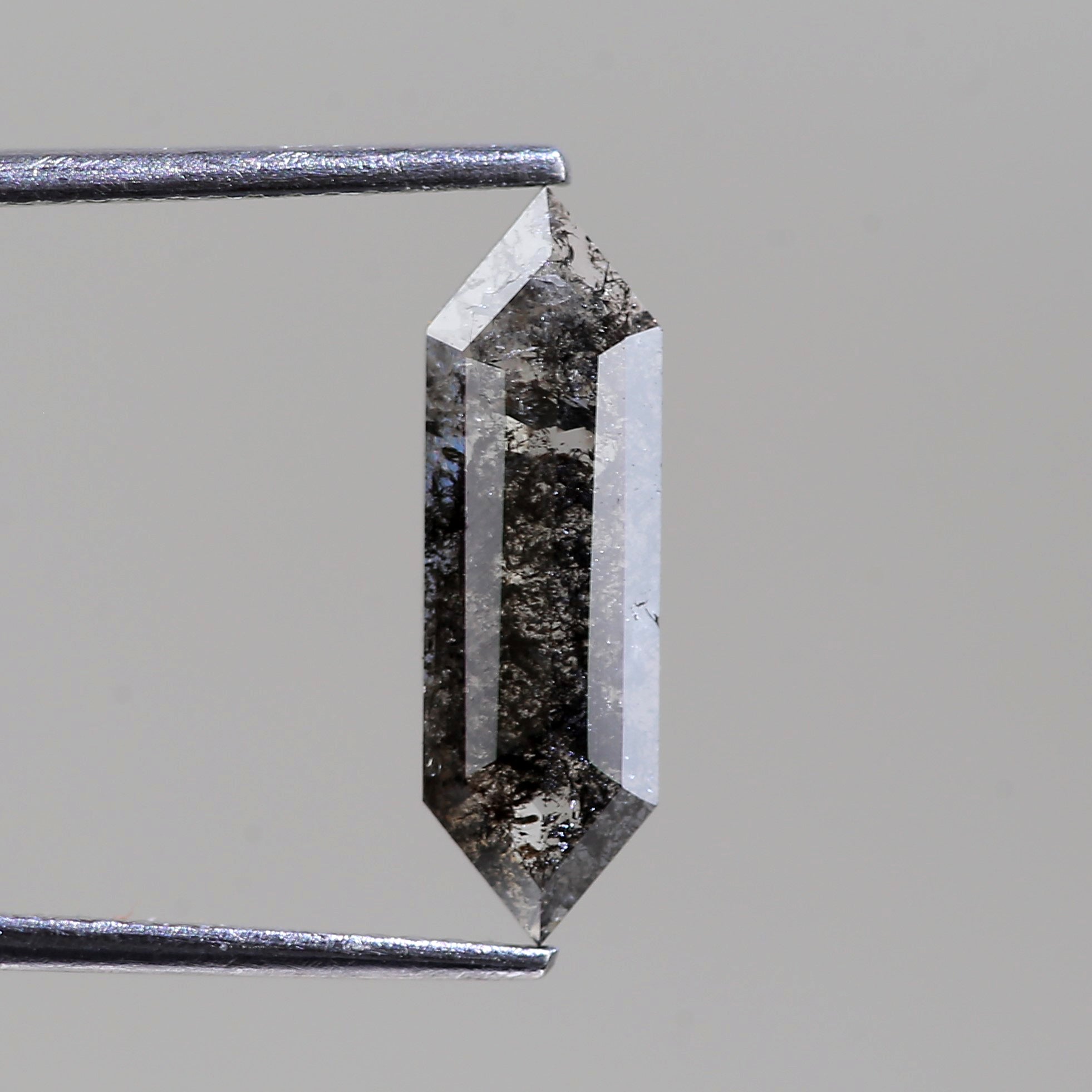 1.50 Carat Natural Elongated Hexagon Cut Black Salt And Pepper Diamond