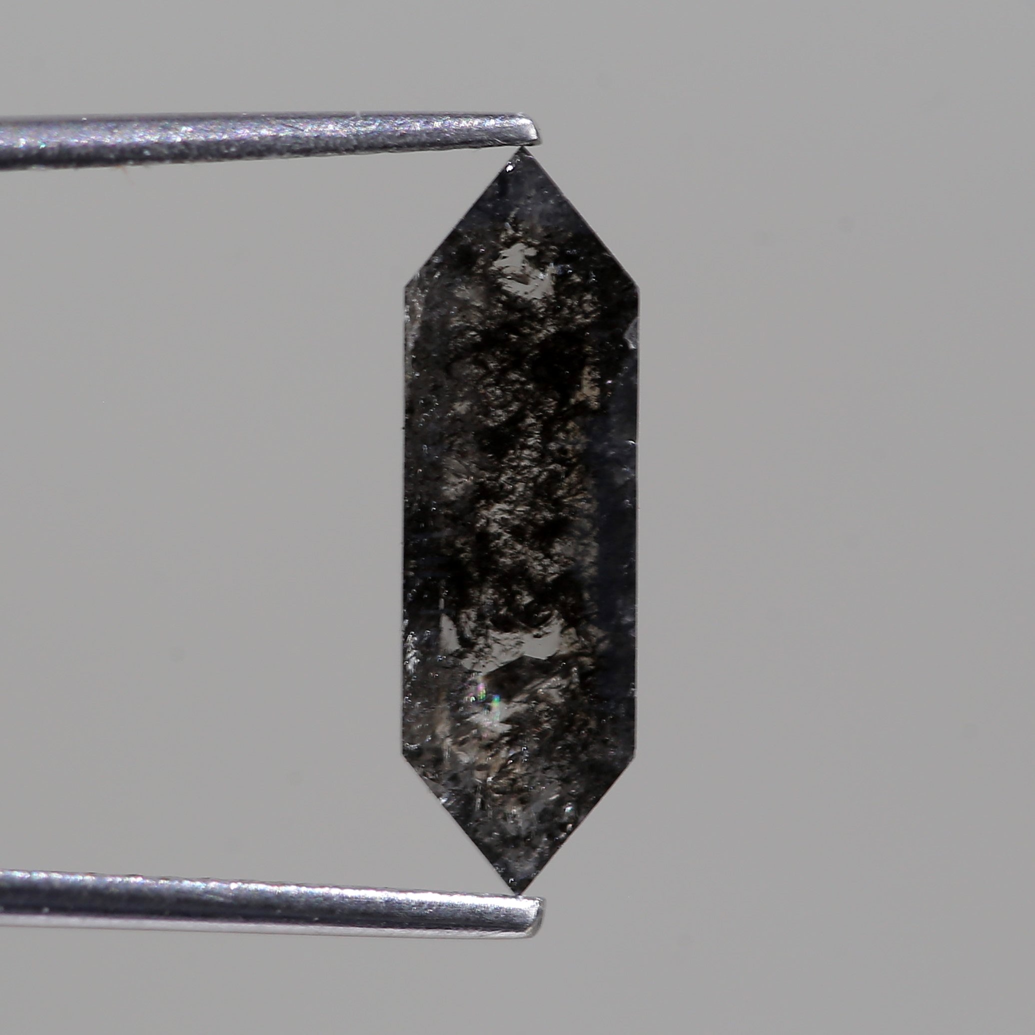 1.50 Carat Natural Elongated Hexagon Cut Black Salt And Pepper Diamond