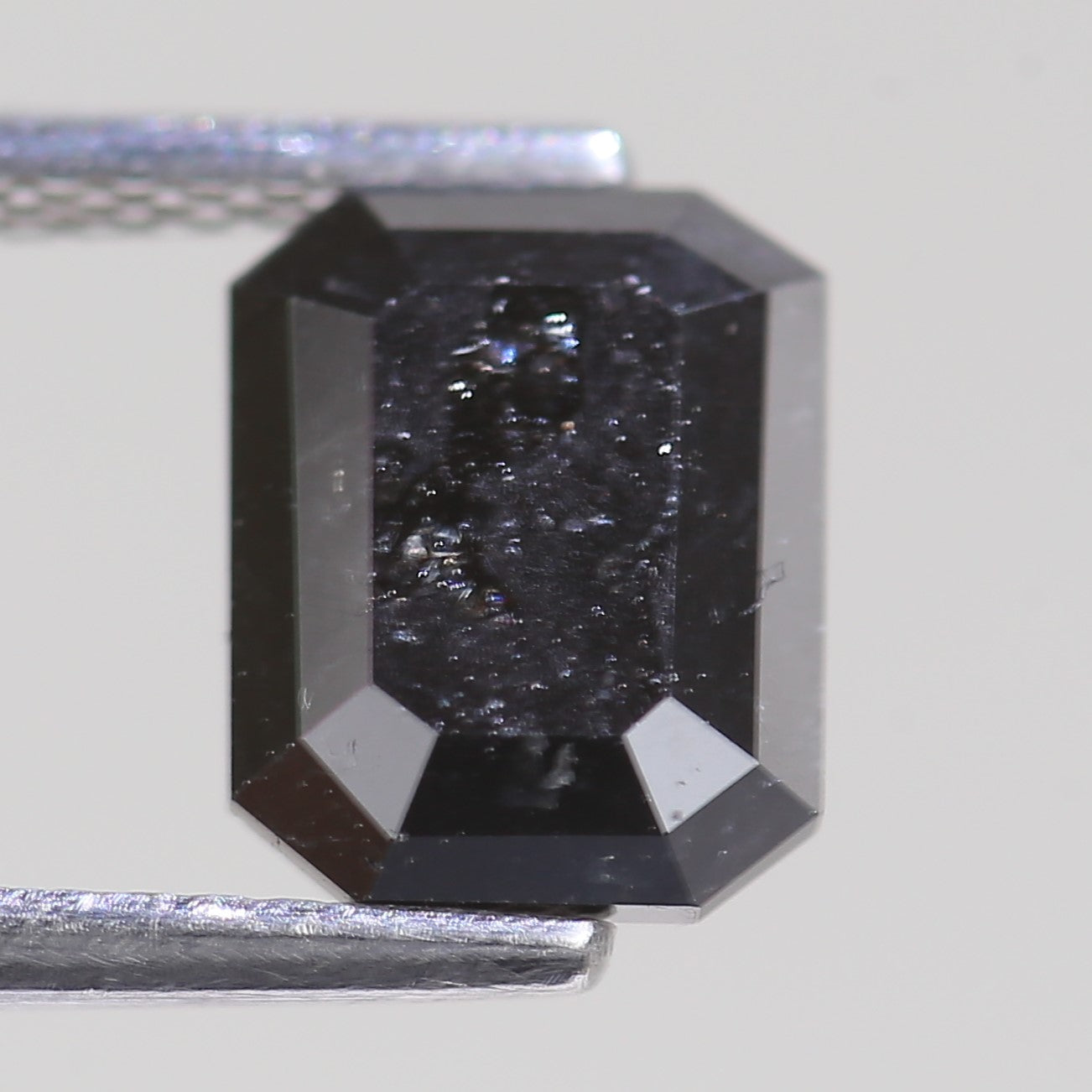 2.15 Carat Black Salt and Pepper Diamond For Emerald Cut Stone Rings