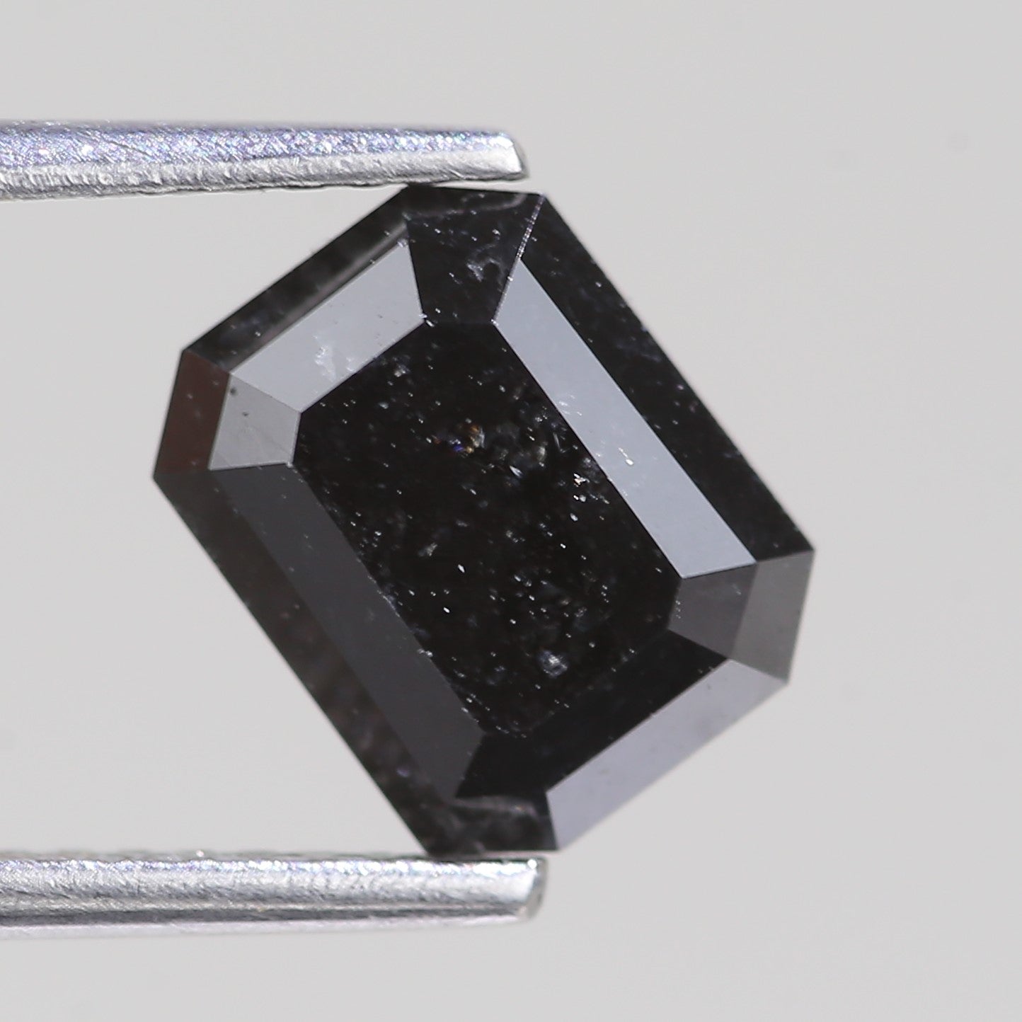 2.15 Carat Black Salt and Pepper Diamond For Emerald Cut Stone Rings