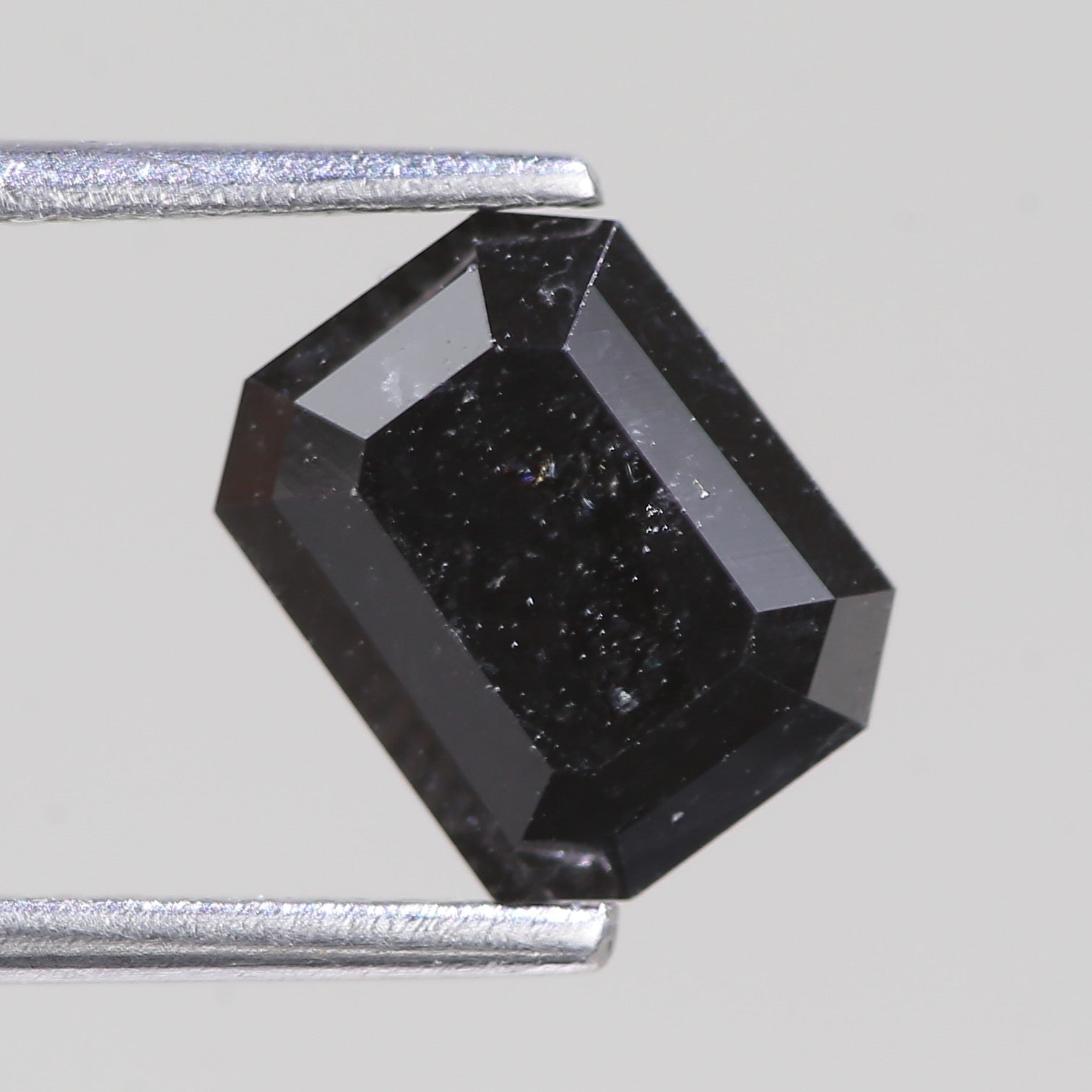 2.15 Carat Black Salt and Pepper Diamond For Emerald Cut Stone Rings