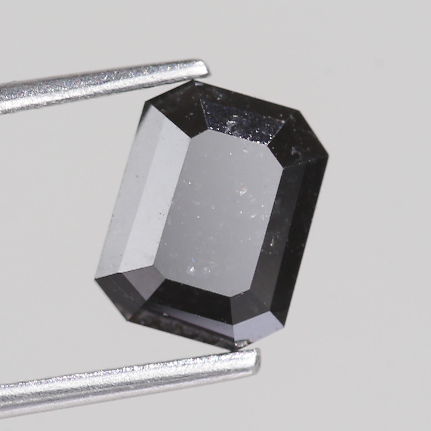 2.15 Carat Black Salt and Pepper Diamond For Emerald Cut Stone Rings