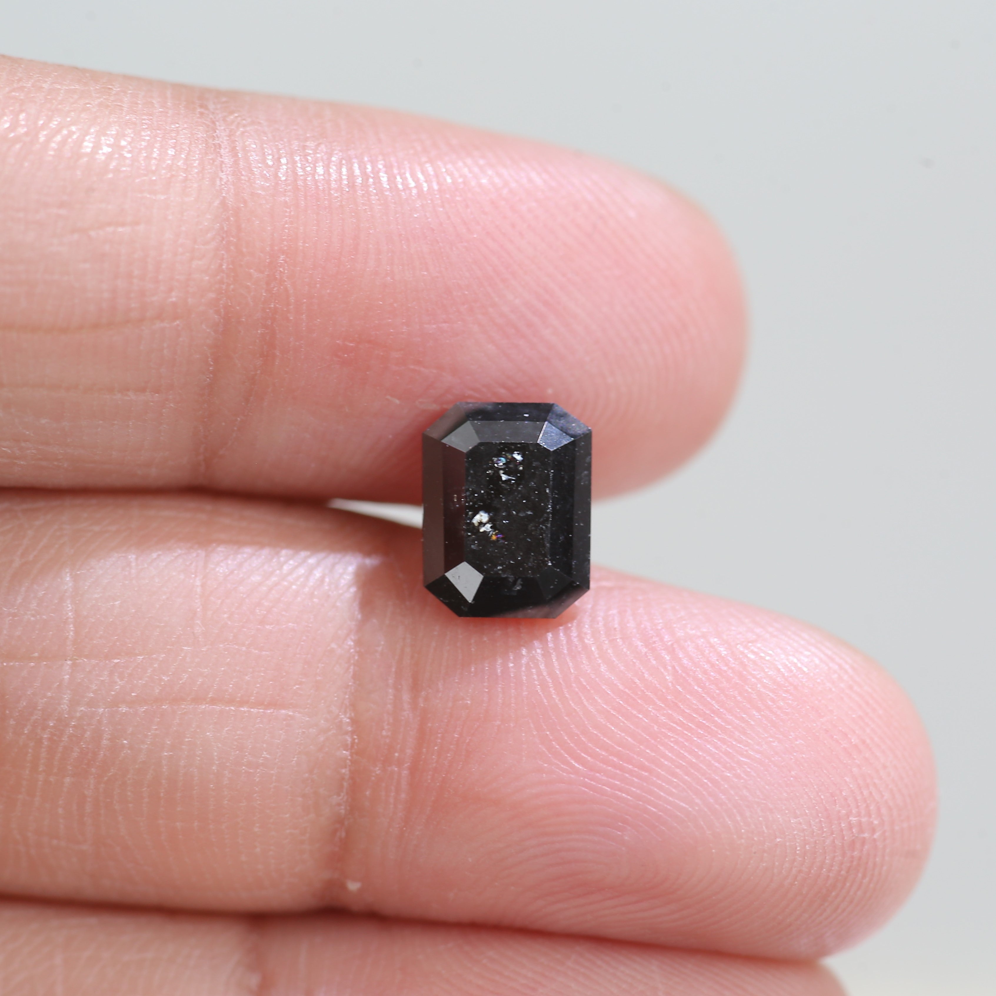 2.15 Carat Black Salt and Pepper Diamond For Emerald Cut Stone Rings