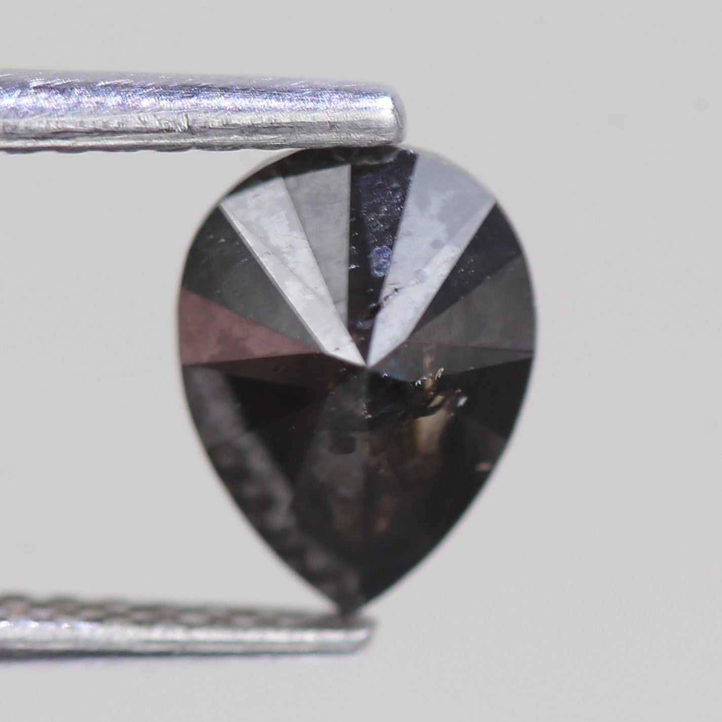 1.18 Carat Natural Pear Cut Black Salt And Pepper Diamond 7.80 MM