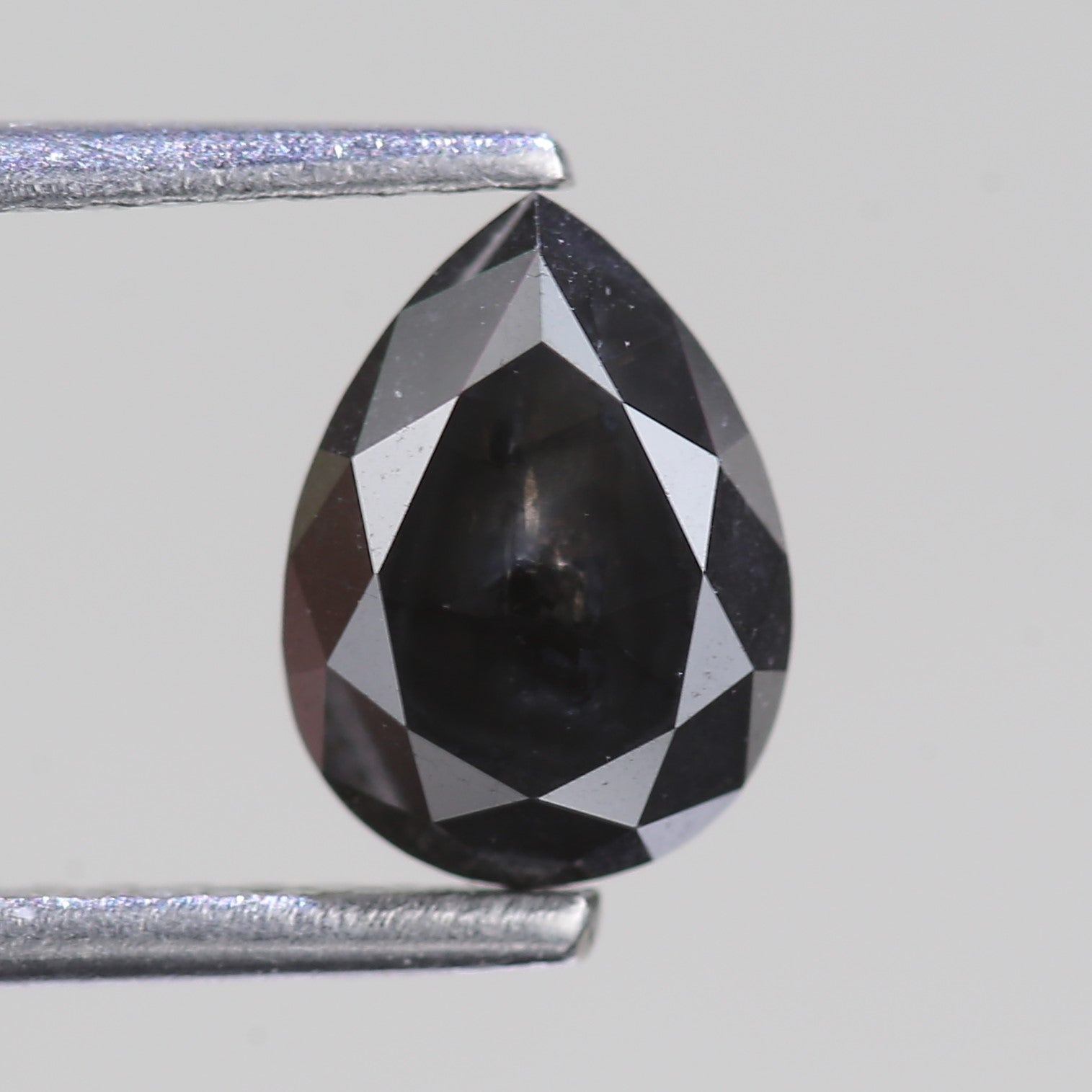 1.18 Carat Natural Pear Cut Black Salt And Pepper Diamond 7.80 MM