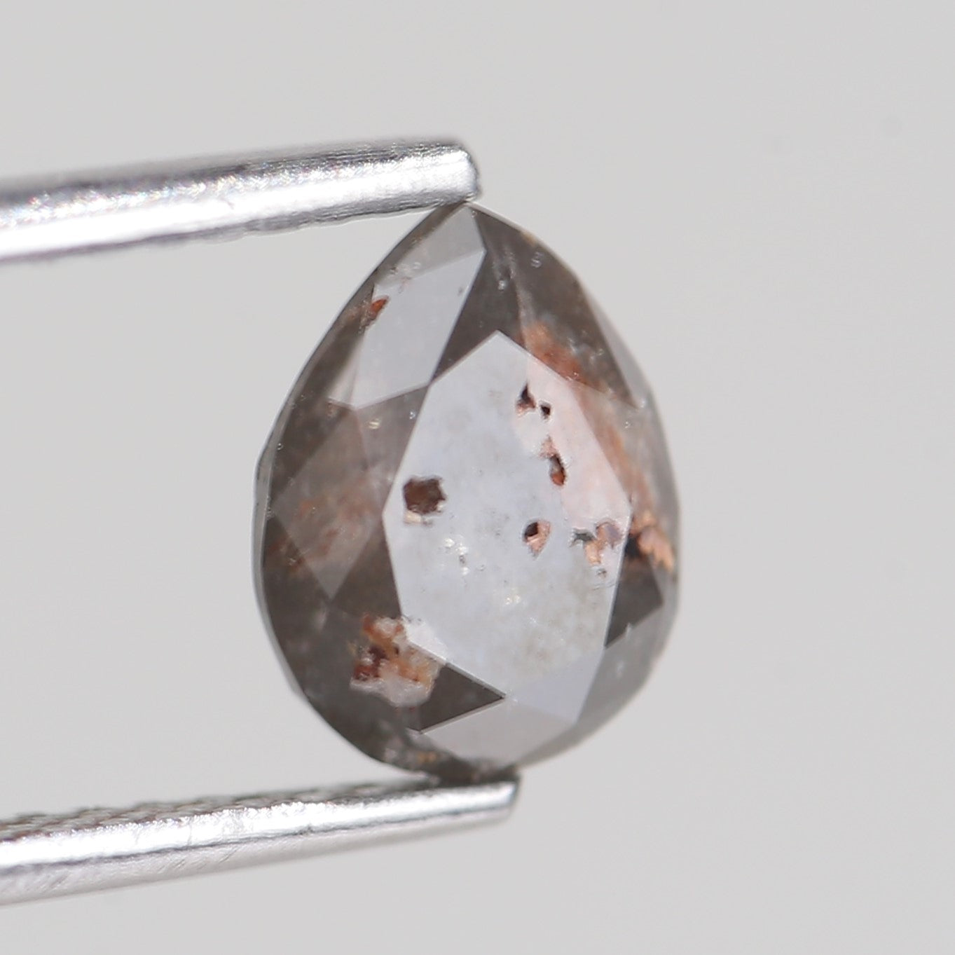 1.32 Carat Natural Raw Pear Cut Gray Salt And Pepper Diamond 7.73 MM