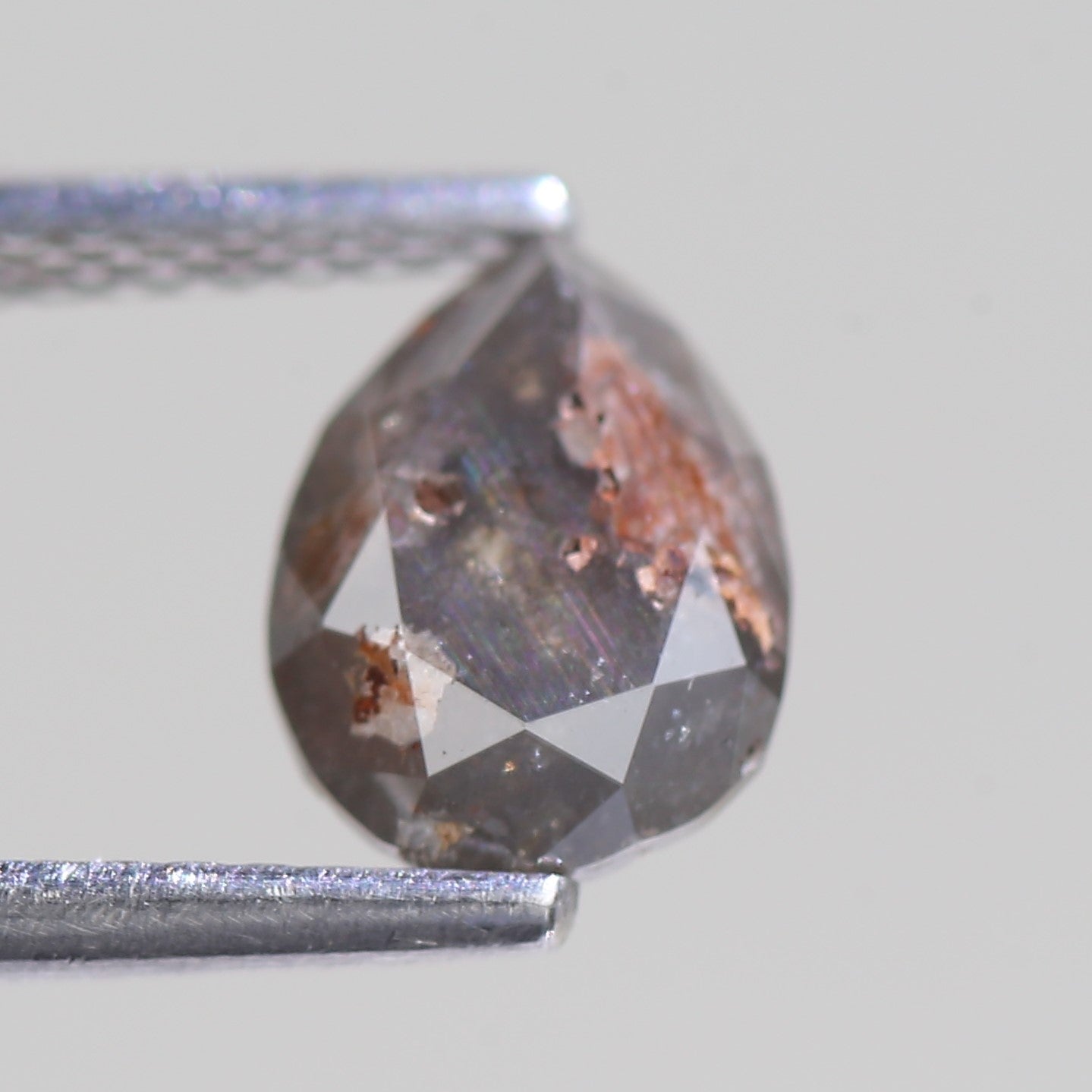 1.32 Carat Natural Raw Pear Cut Gray Salt And Pepper Diamond 7.73 MM