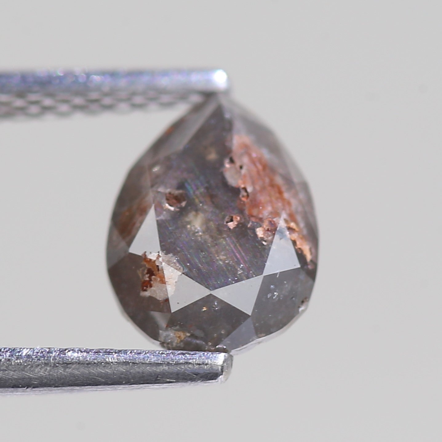 1.32 Carat Natural Raw Pear Cut Gray Salt And Pepper Diamond 7.73 MM