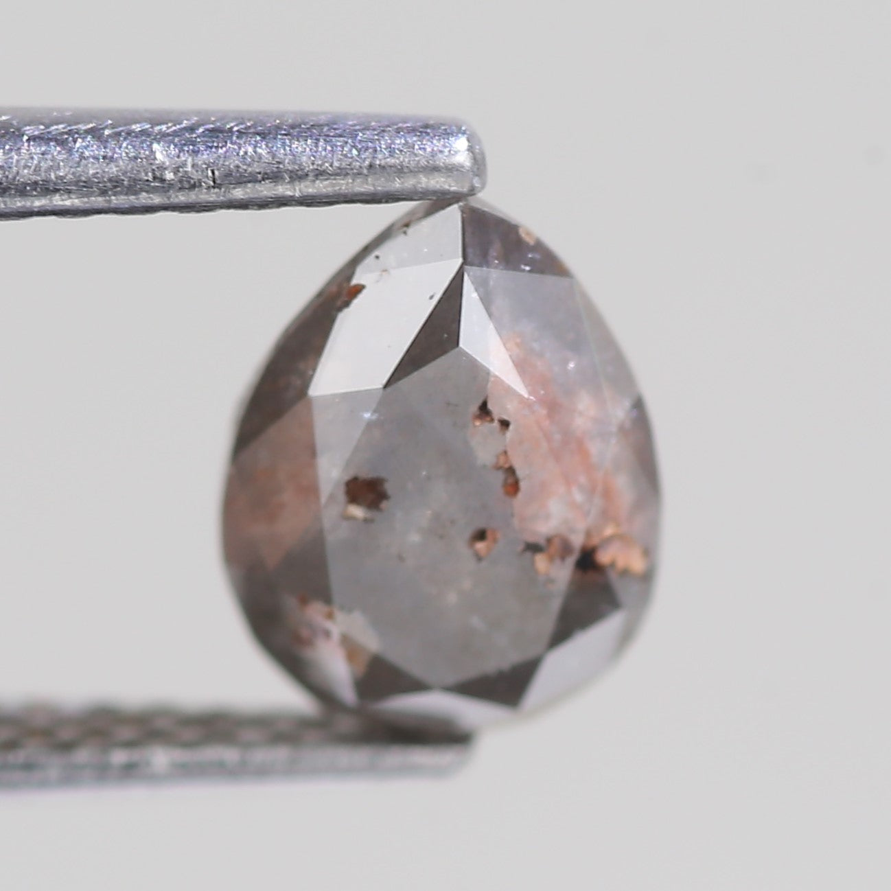 1.32 Carat Natural Raw Pear Cut Gray Salt And Pepper Diamond 7.73 MM