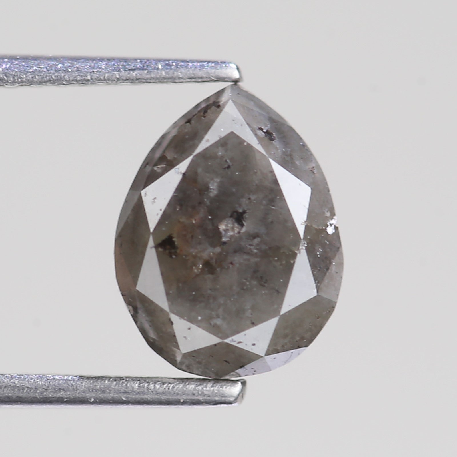 2.86 Carat Natural Pear Cut Gray Salt And Pepper Diamond 9.41 MM