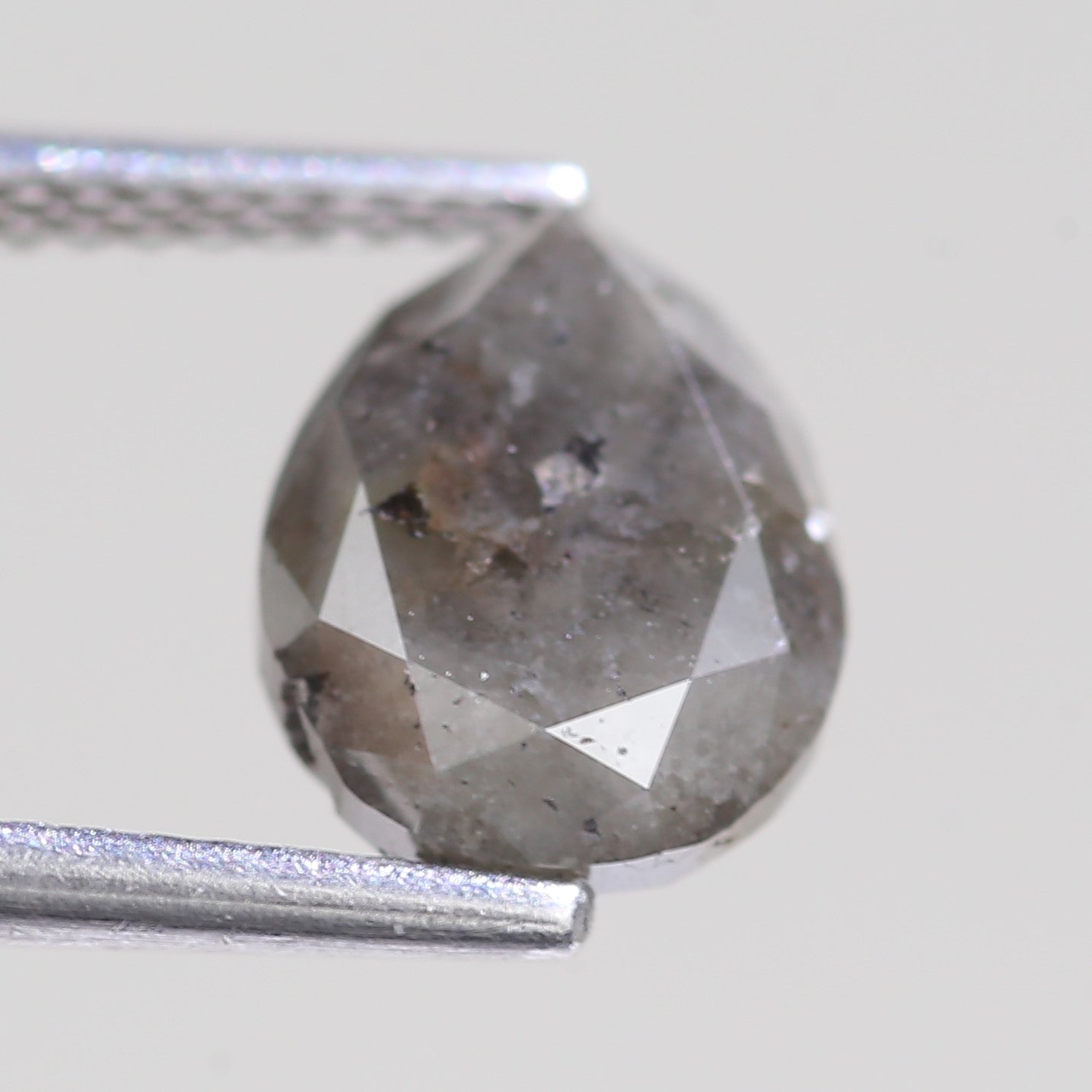 2.86 Carat Natural Pear Cut Gray Salt And Pepper Diamond 9.41 MM