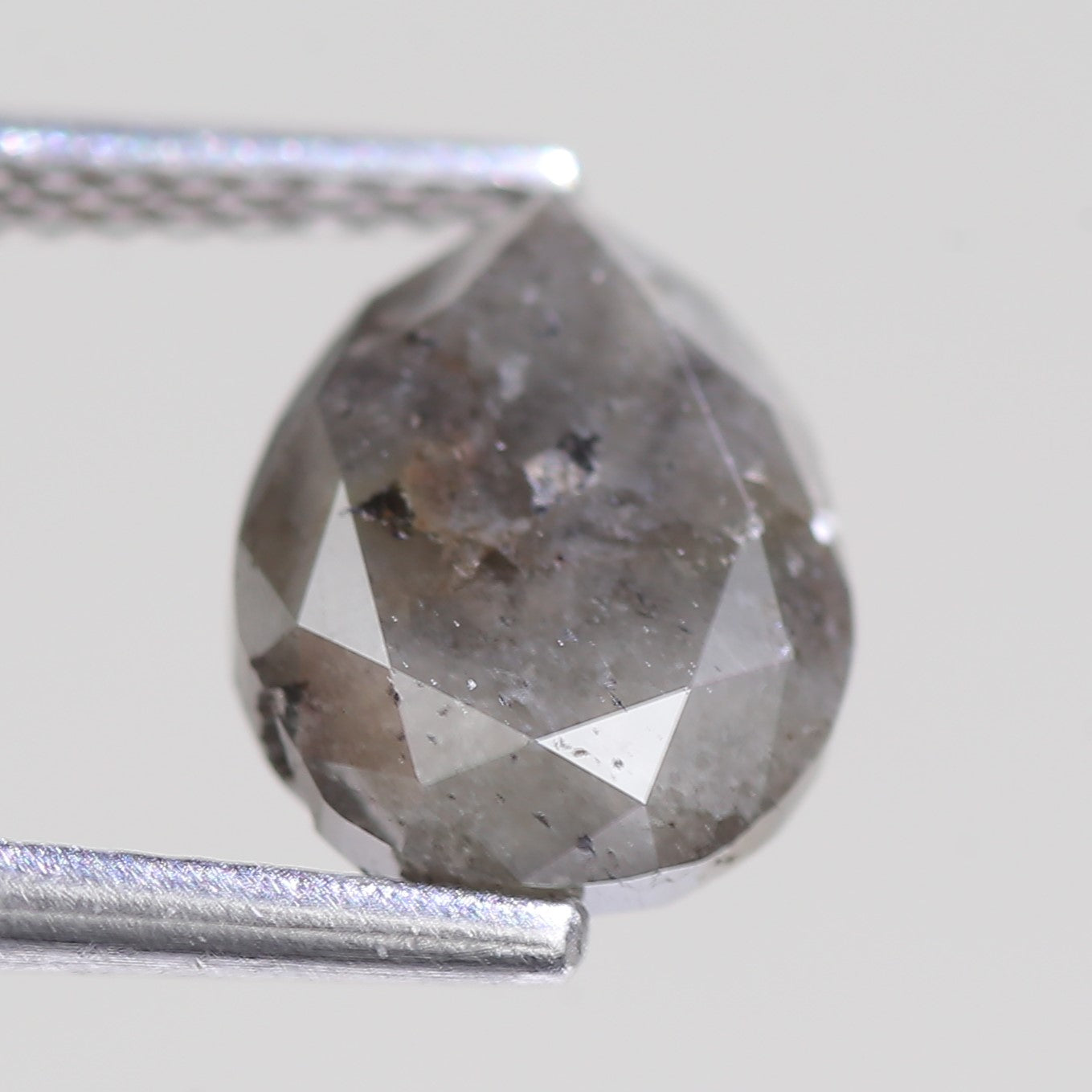 2.86 Carat Natural Pear Cut Gray Salt And Pepper Diamond 9.41 MM